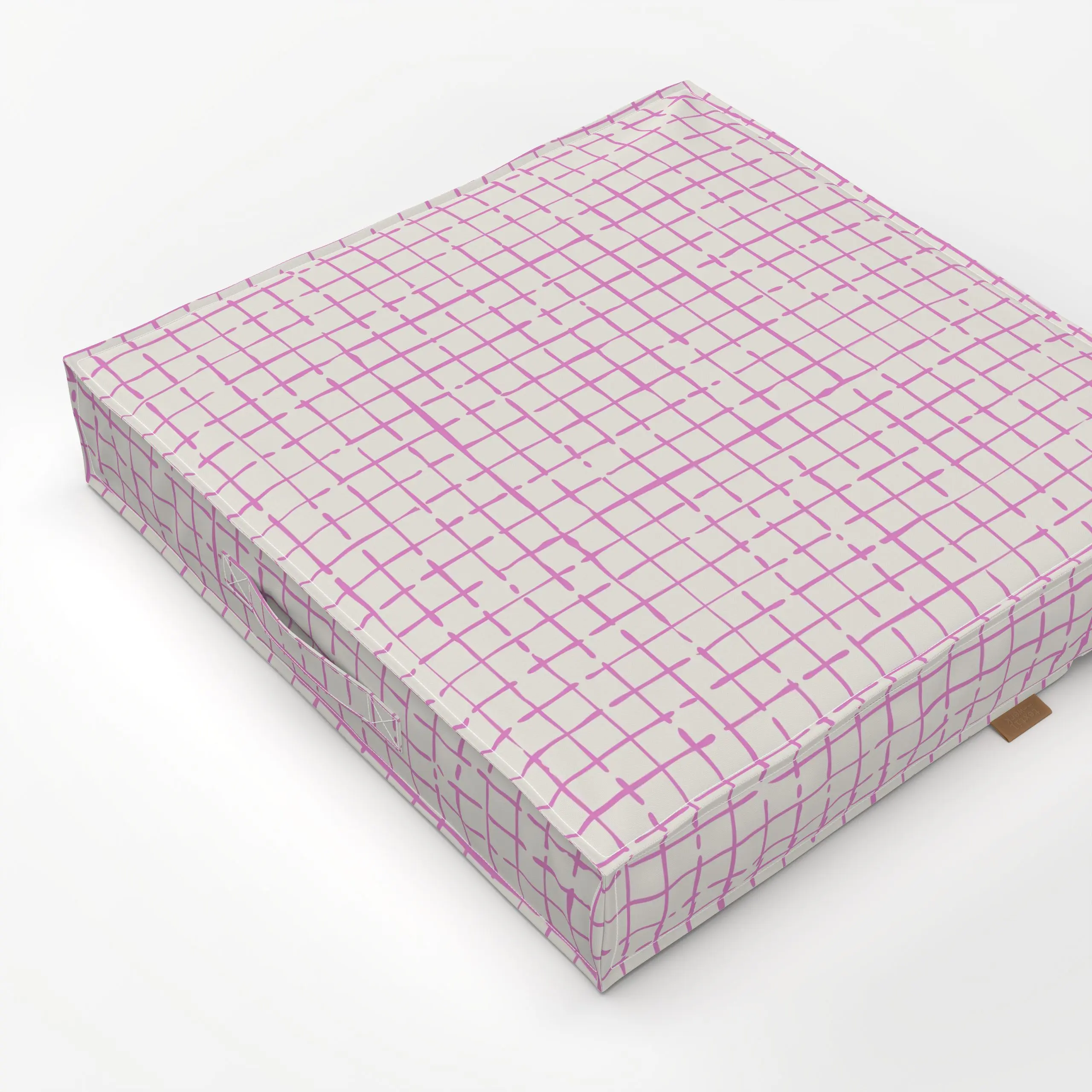 Bodenkissen Netz Karo Rosa Beige - Sommer, Symbole & Muster, Retro & Vintage - von „Mareen Heinz"; skandinavisch, Retro, Mee...