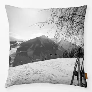 Kissen Bergblick 2 schwarz-weiß