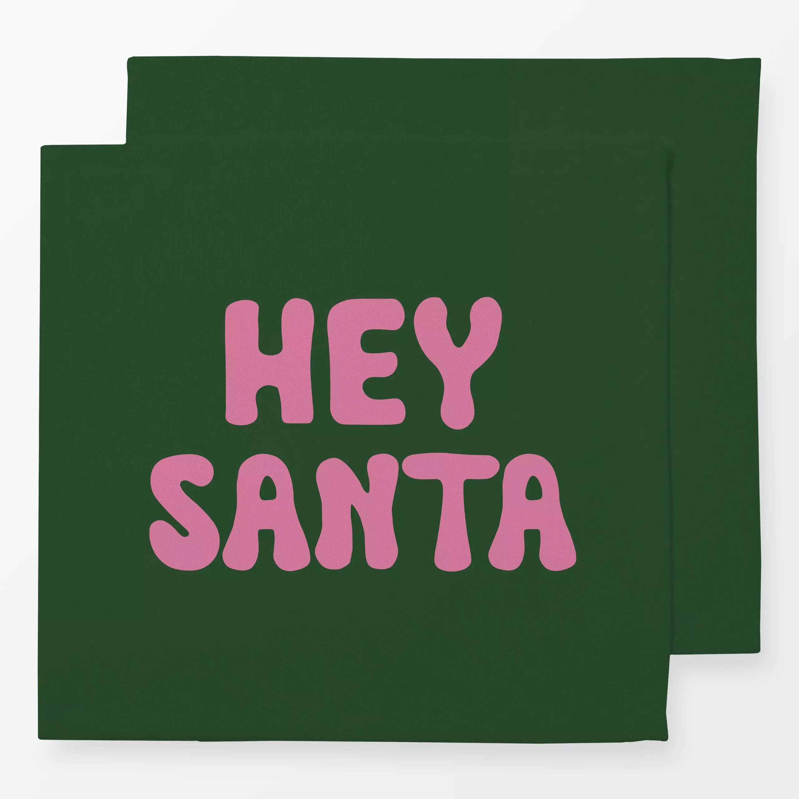 Servietten Hey Santa Grün Pink - Sprüche & Schriftzüge, Weihnachten, Winter - von „Alisa Knöß"; Weihnachtsmann, modern, typo...