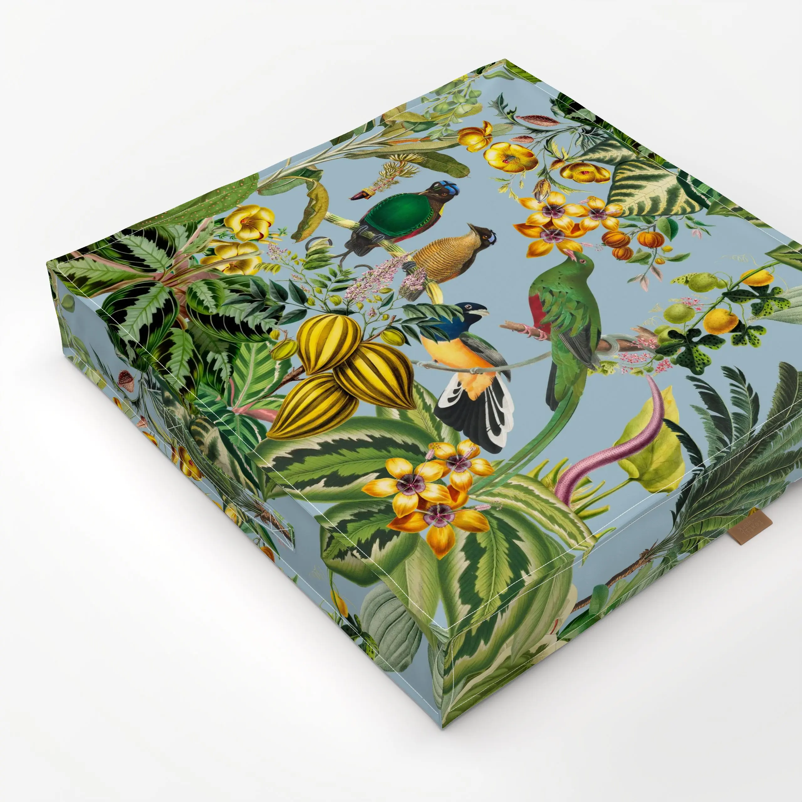 Bodenkissen Exotischer Dschungel blau - Sommer, Safari & Dschungel - von „Uta Naumann"; Natur, Blumen, Garten, Tiere, tropis...