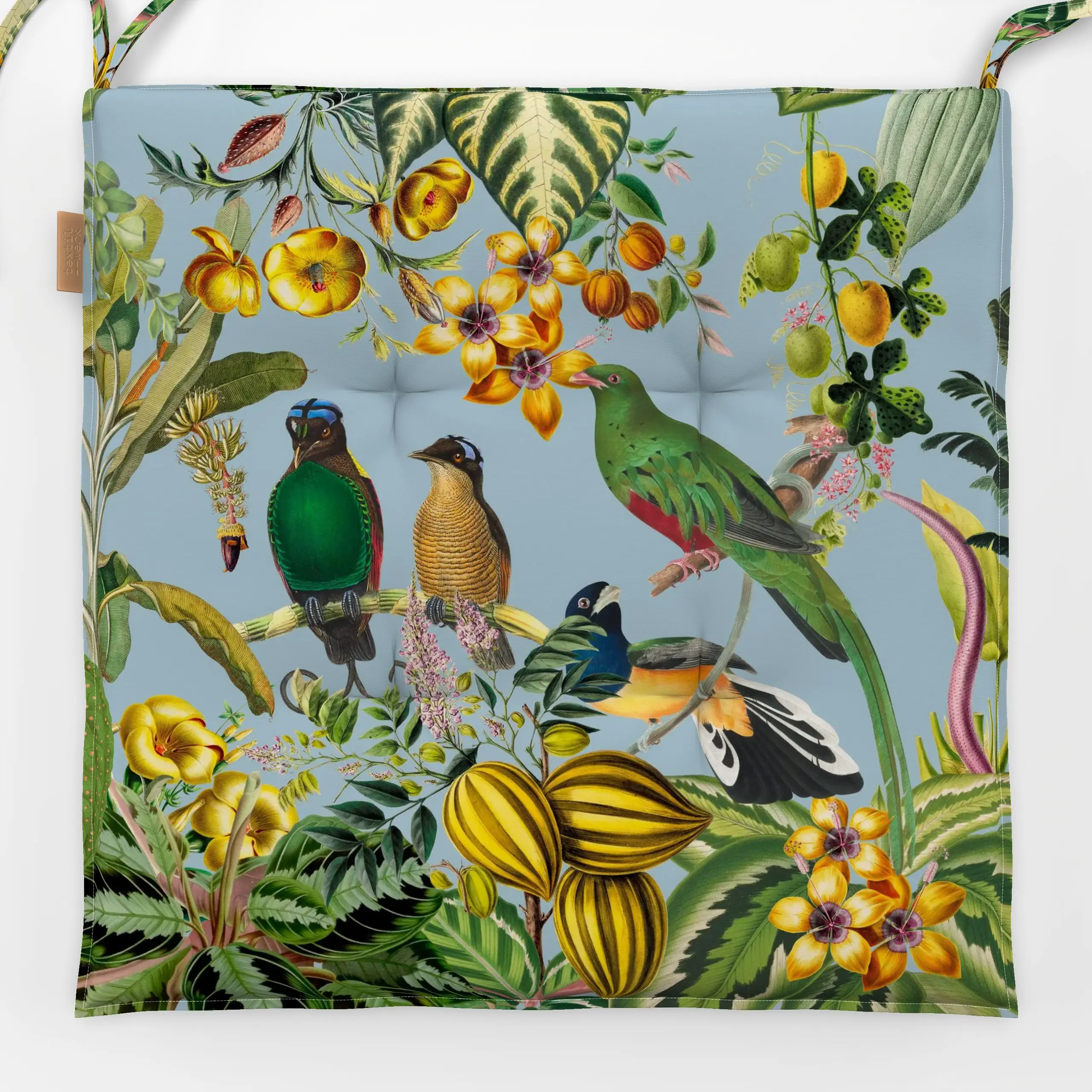 Sitzkissen Exotischer Dschungel blau - Sommer, Safari & Dschungel - von „Uta Naumann"; Natur, Blumen, Garten, Tiere, tropisc...