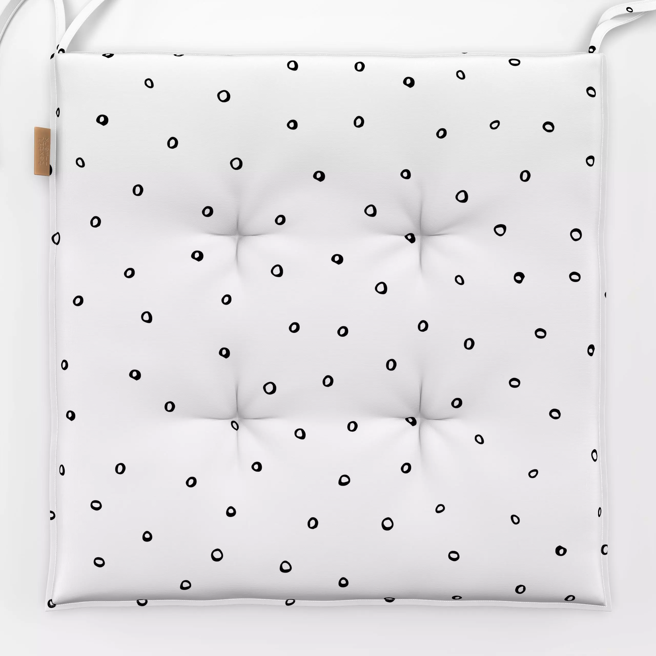 Sitzkissen Happy Bubbles black - Symbole & Muster - von „Carolin Vonhoff"; schwarz, Punkte, Wasser, Kreise, Dots, Weiss, gep...