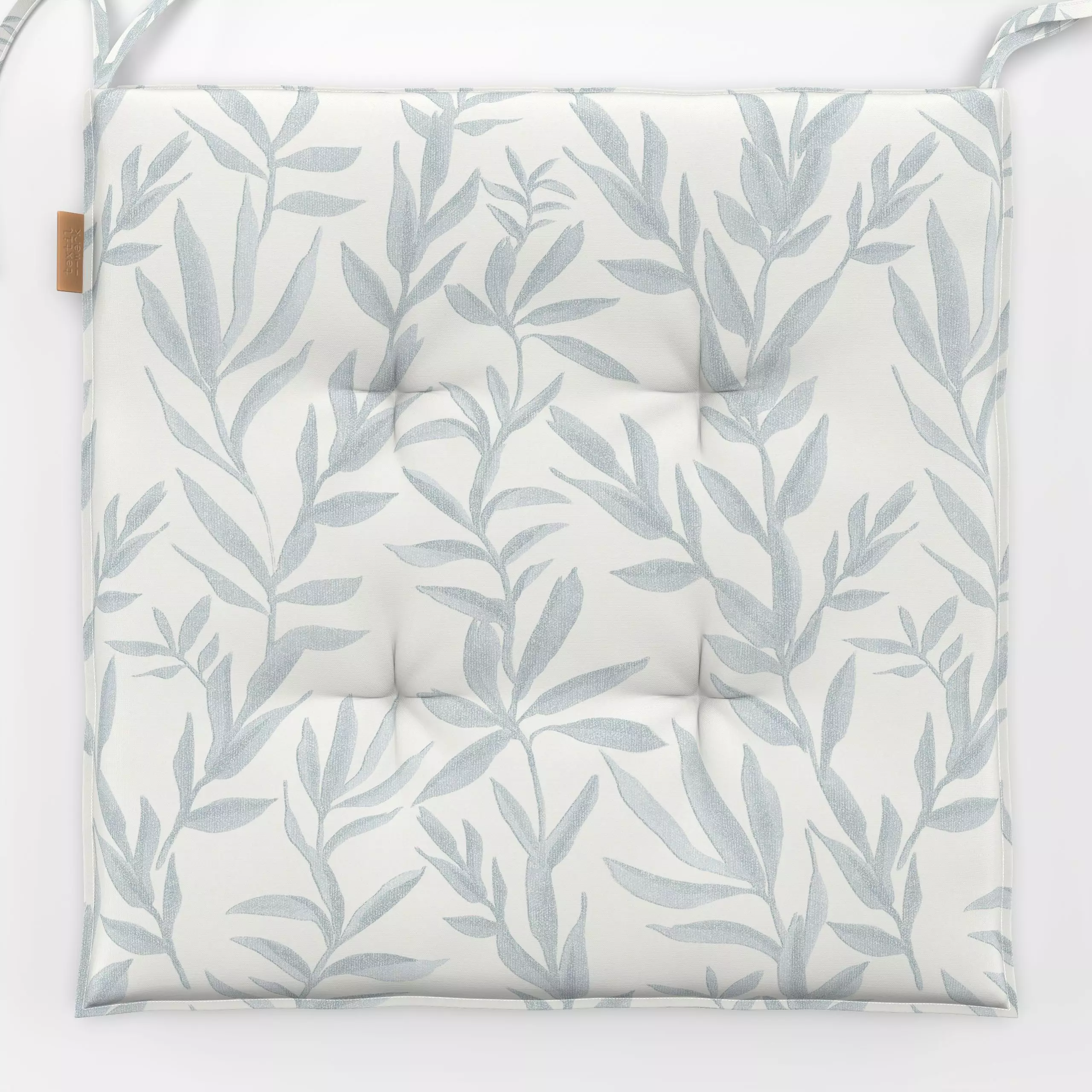 Sitzkissen Cottage Blätter Blaugrau - Pflanzen & Botanik - von „Bloomery Decor"; Blätter, vintage, landhaus, blue, leaves, c...