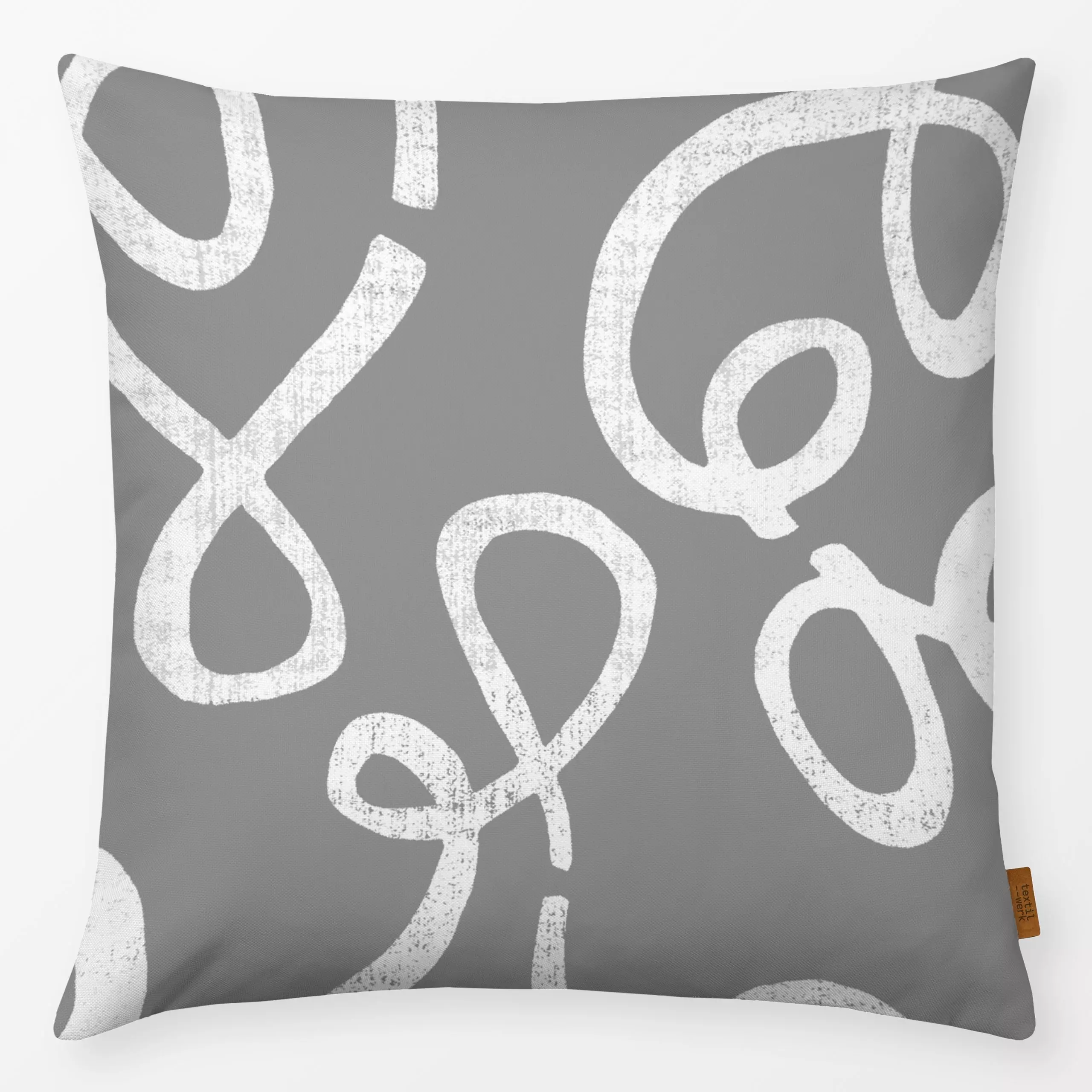 Kissen Abstract Bows grau - Symbole & Muster - von „Studio Kesse"; boho, minimal, Linien, abstrakt, grafisch, Scandi, Nordic...