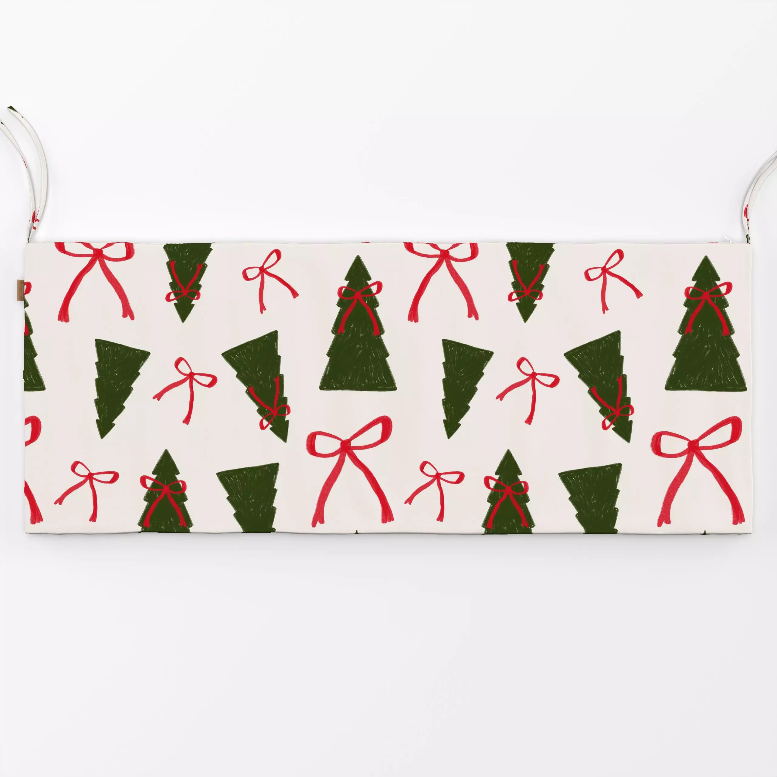 Bankauflage Allover Trees and Bows - Weihnachten, Winter - von „Kruth Design"; Muster, Tannenbaum, weihnachtlich, Weihnachts...