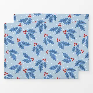 Tischset Tossed Holly red blue