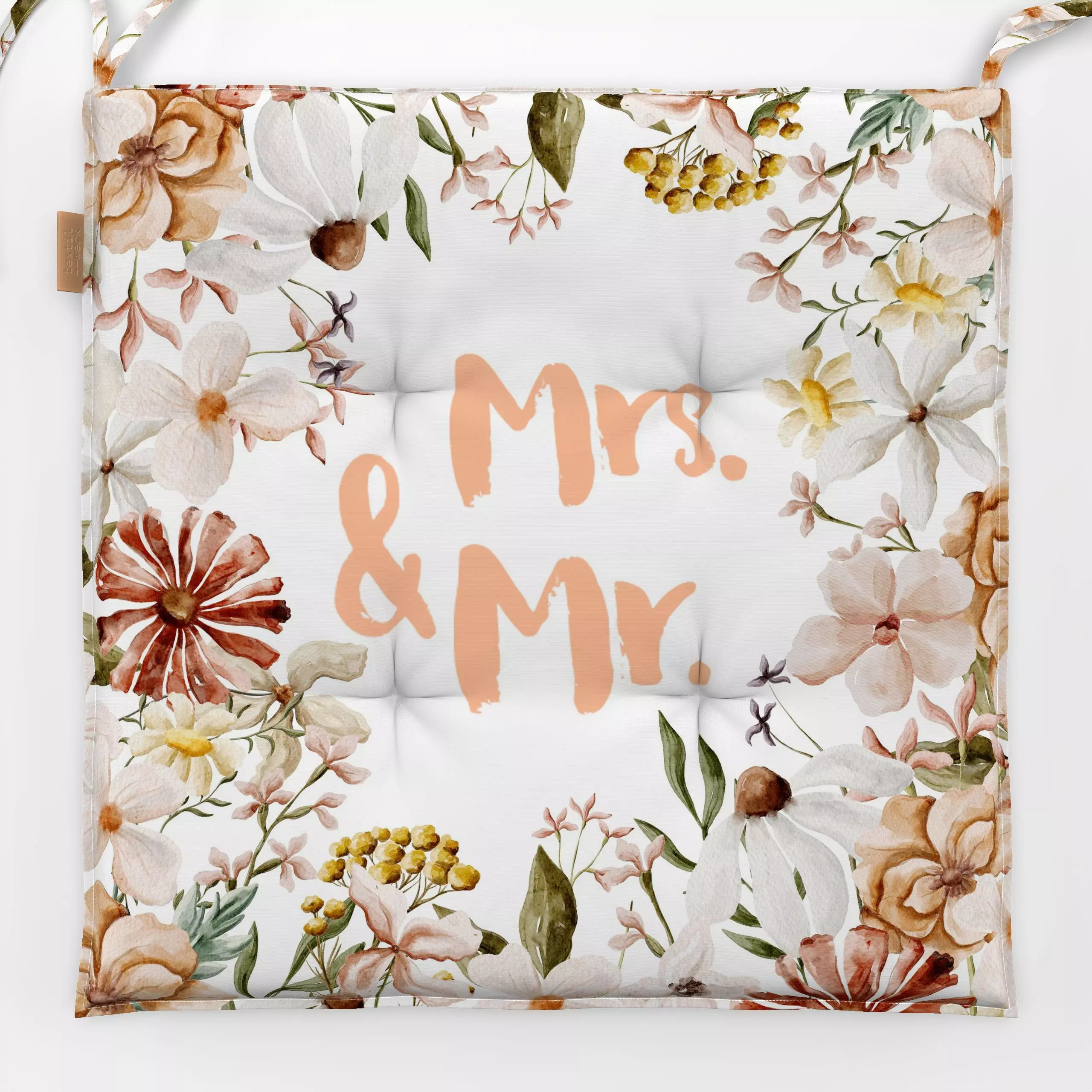 Sitzkissen Unendliche Liebe - Mr/Mrs - Blumen & Florales, Liebe, Romantik & Pride, Anlässe - von „Uta Naumann"; boho, Wasser...