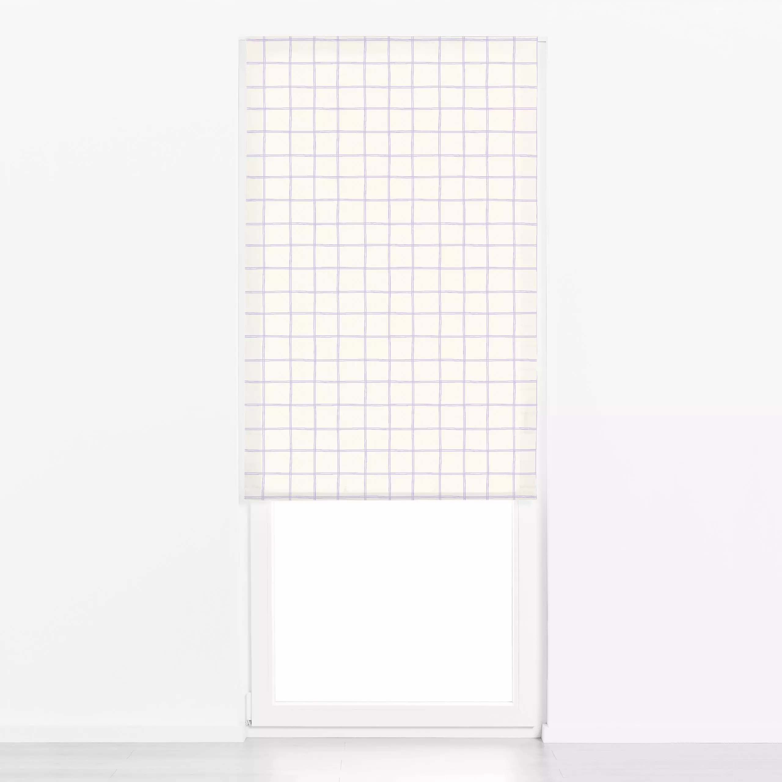 Raffrollo Karo Linien Lavendel scandi - Symbole & Muster - von „Studio Kesse"; minimal, Garten, Karo, Scandi, kariert, Schac...