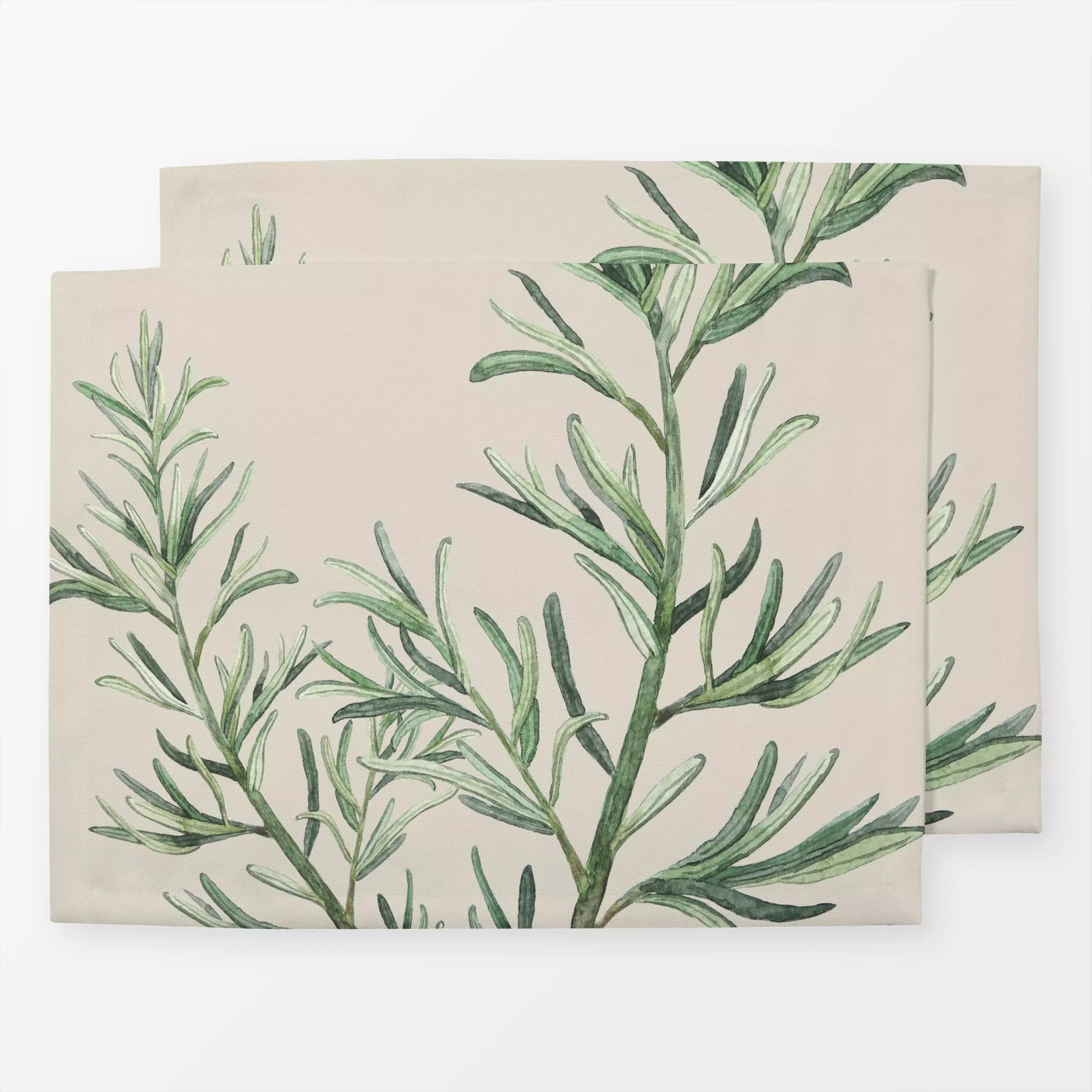 Tischset Rosmarinzweig beige groß, Blumen, von Karen Menzenbach