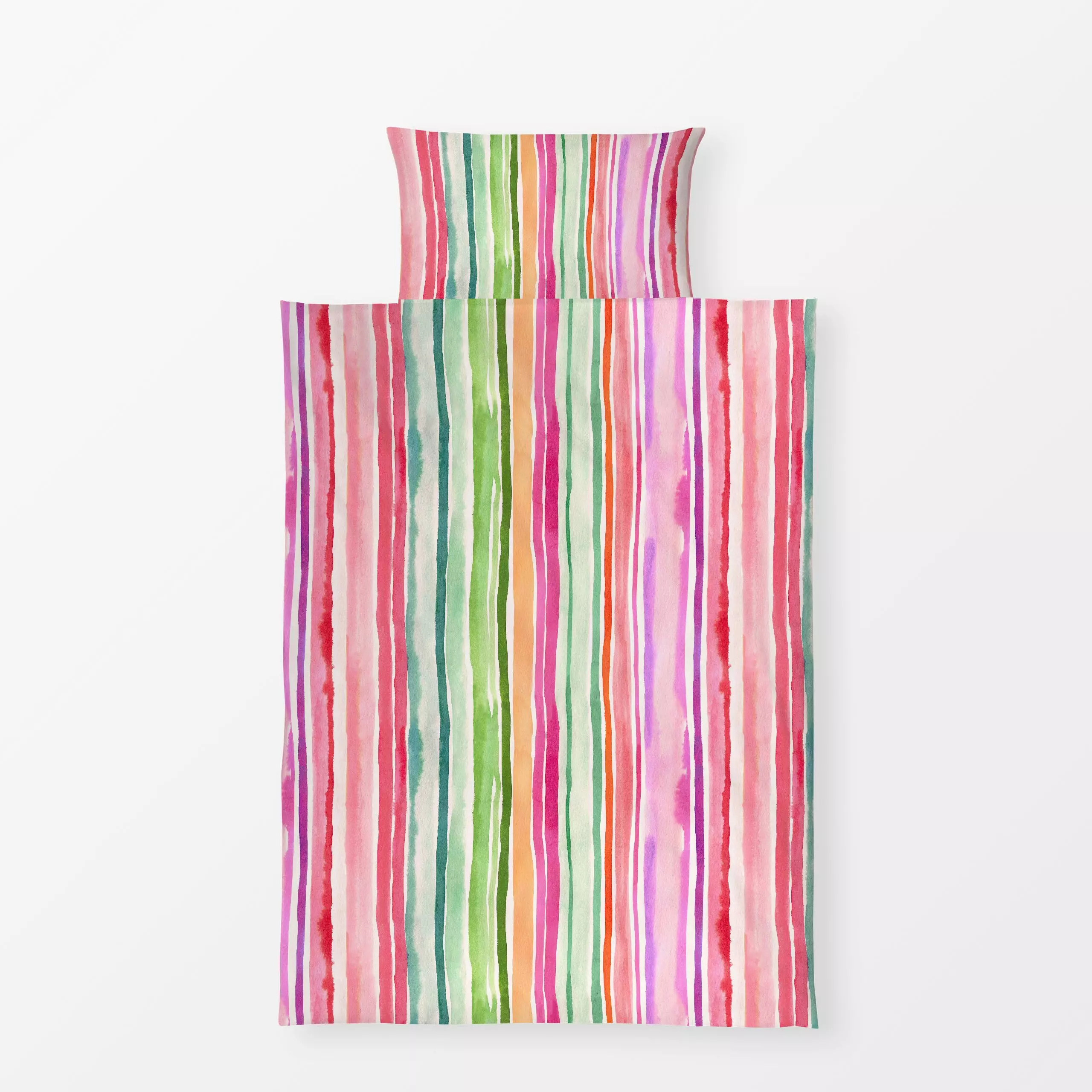 Bettwäsche Aquarell Frühling Streifen - Frühling, Sommer, Symbole & Muster, Ostern - von „Ninola Design "; Aquarell, Linien,...