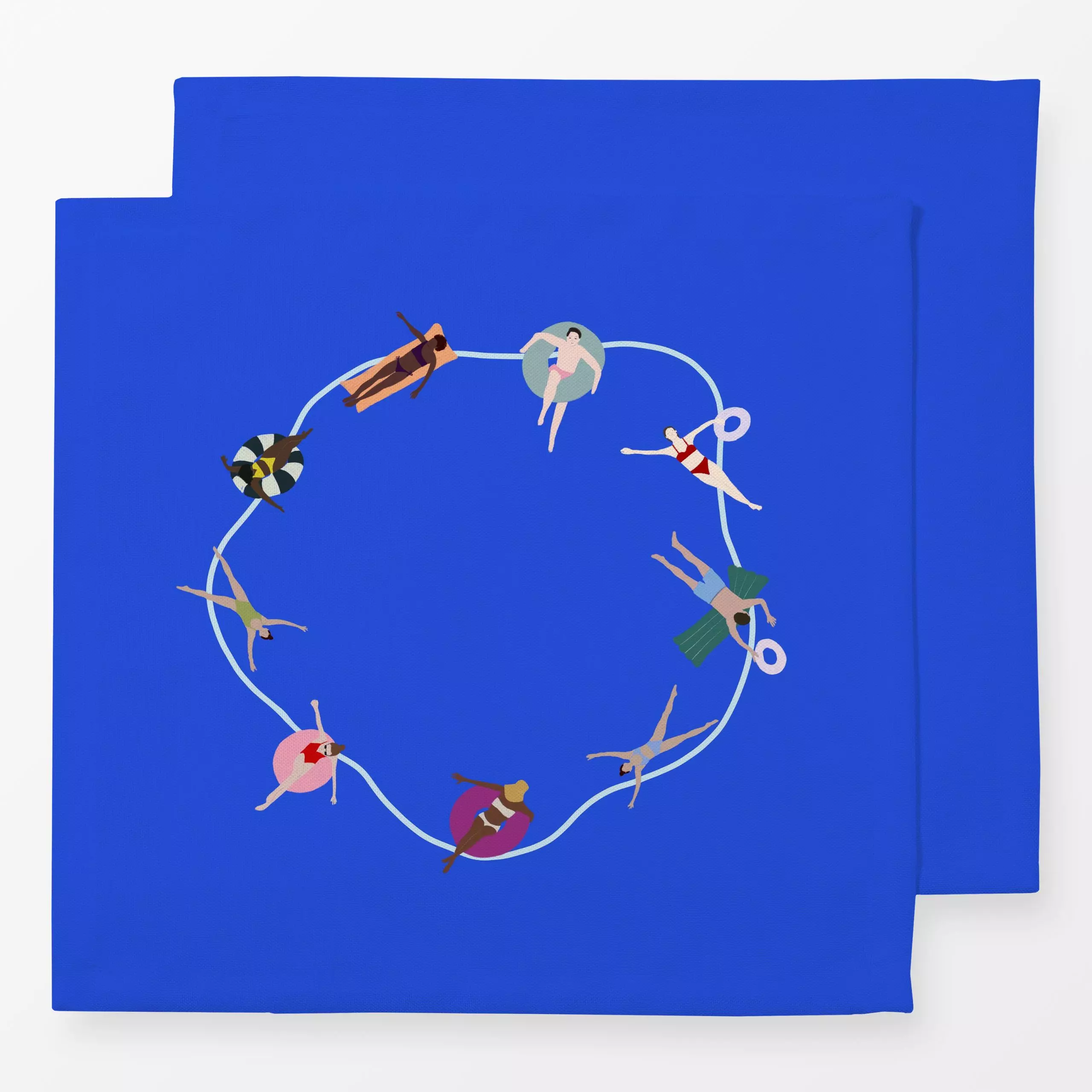 Servietten Poolszene Blau - Sommer, Sport - von „Sophie Augustin Illustration"; Wasser, Schwimmen, Sommer, pool, swimmingpoo...