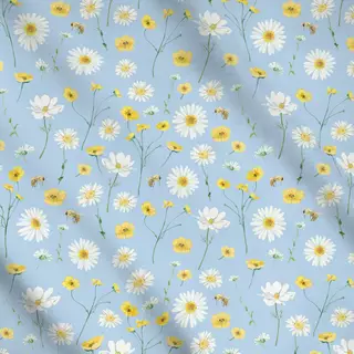 Meterware margerite butterblume blau