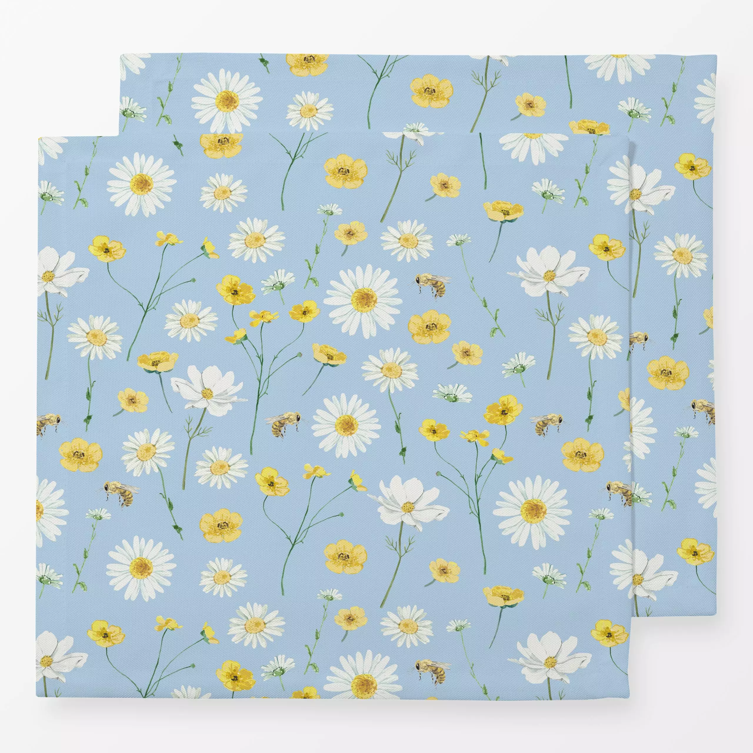 Servietten margerite butterblume blau - Blumen & Florales, Symbole & Muster, Pflanzen & Botanik - von „Katrin Graff“; Wiesen...