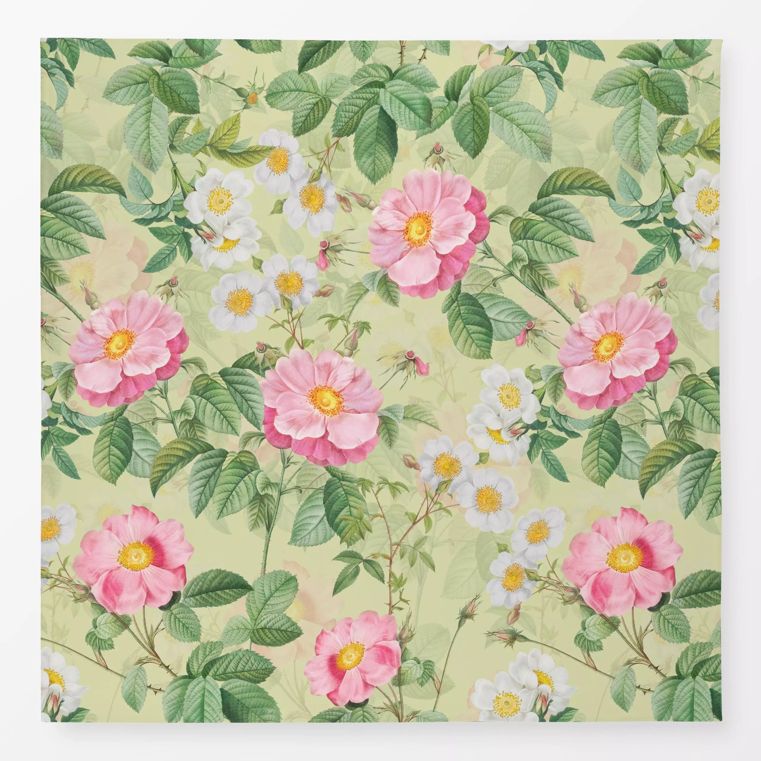 Tischdecke Redouté Wildrosen Grün, Blumen, Sommer, von Uta Naumann