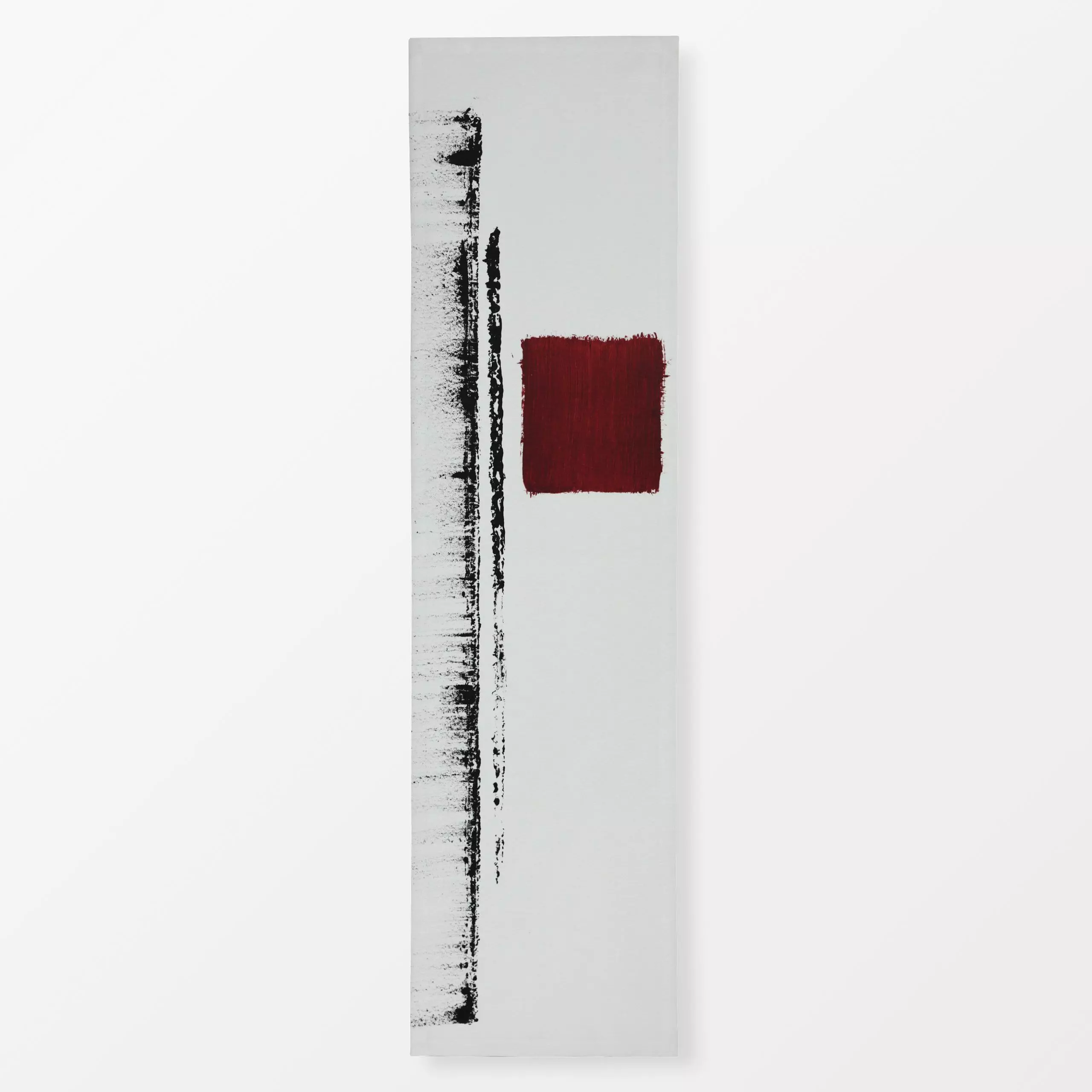Tischläufer Black and Red Minimal Abstract, gemustert, von Ingrid Beddoes