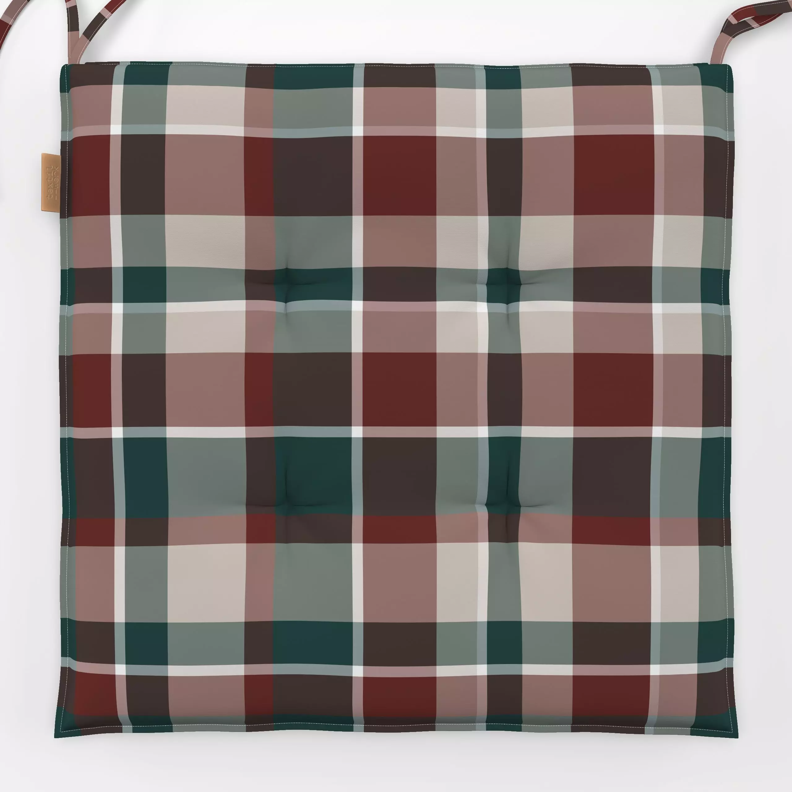 Sitzkissen Cosy Cottage Checks fir green - Weihnachten, Symbole & Muster - von „Karen Menzenbach"; Weihnachten, grafisch, Wi...