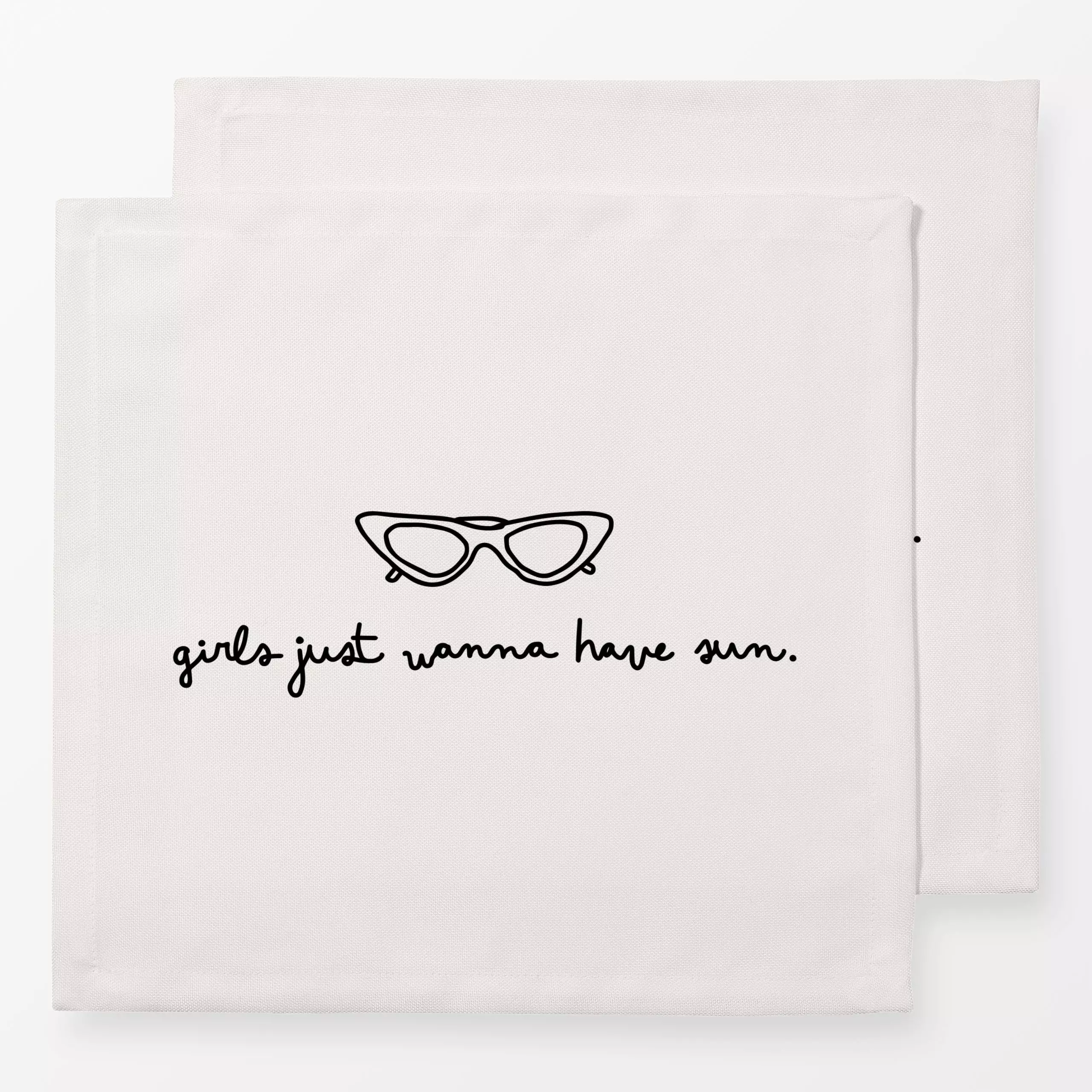 Servietten Girls wanna have Sun Schwarz - Sommer - von „textilwerk"; Sommer, summer, Handschrift, minimalistisch, schlicht, ...