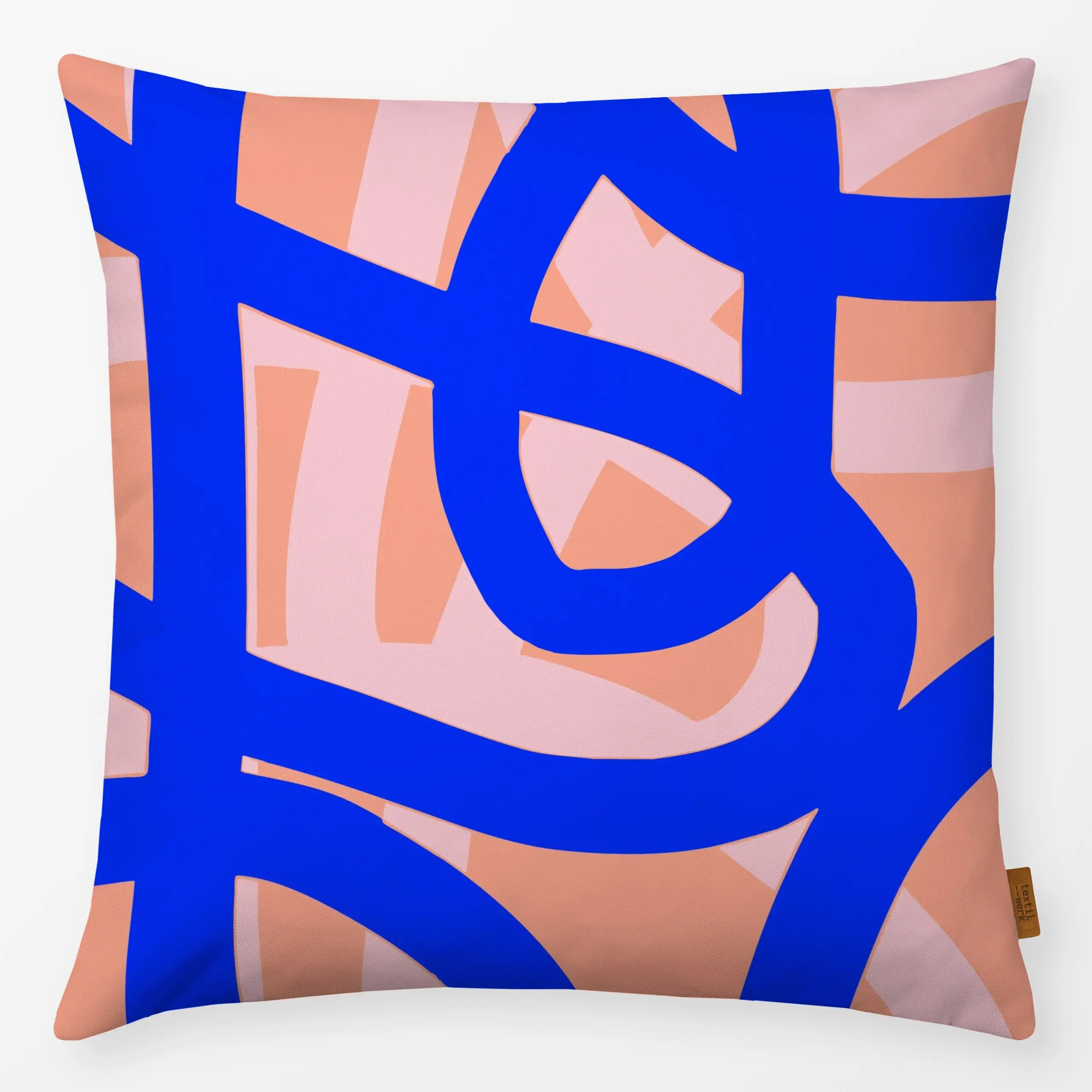 Kissen Happy Lines blau - Symbole & Muster - von „Studio Memb"; minimal, linie, abstrakt, formen, blau, organisch, Kunst, ro...