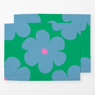Tischset Sommerblumen Blau Grün