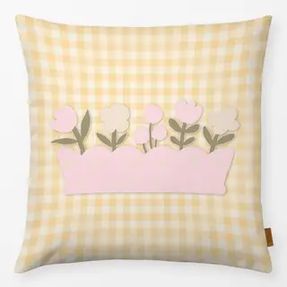 Kissen Blumenkasten Buttergelb Karo