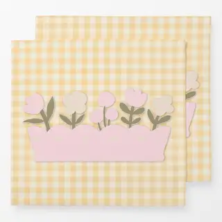 Servietten Blumenkasten Buttergelb Karo