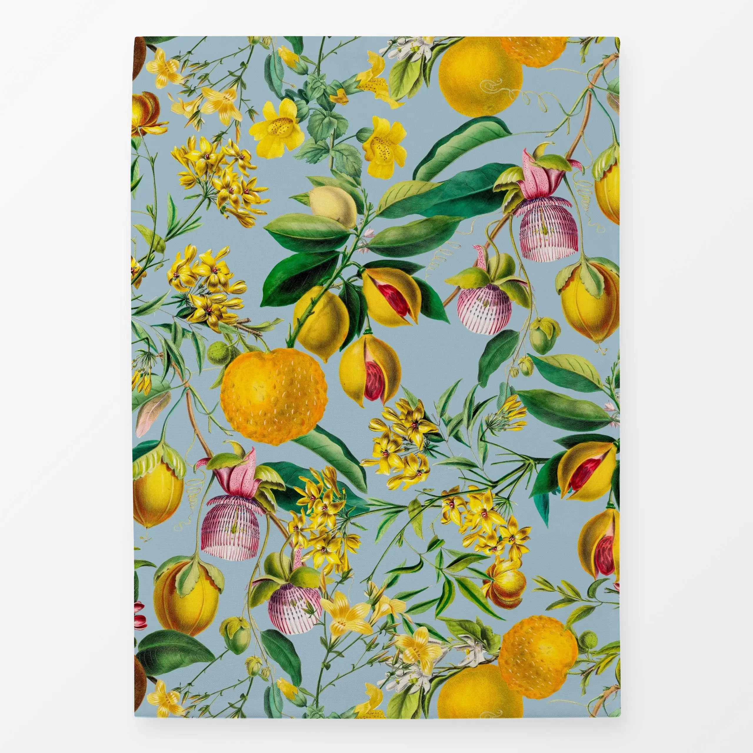 Geschirrtücher Tropischer Gartenzauber blau - Sommer, Pflanzen & Botanik, Früchte - von „Uta Naumann"; Obst, Muster, Blumen,...