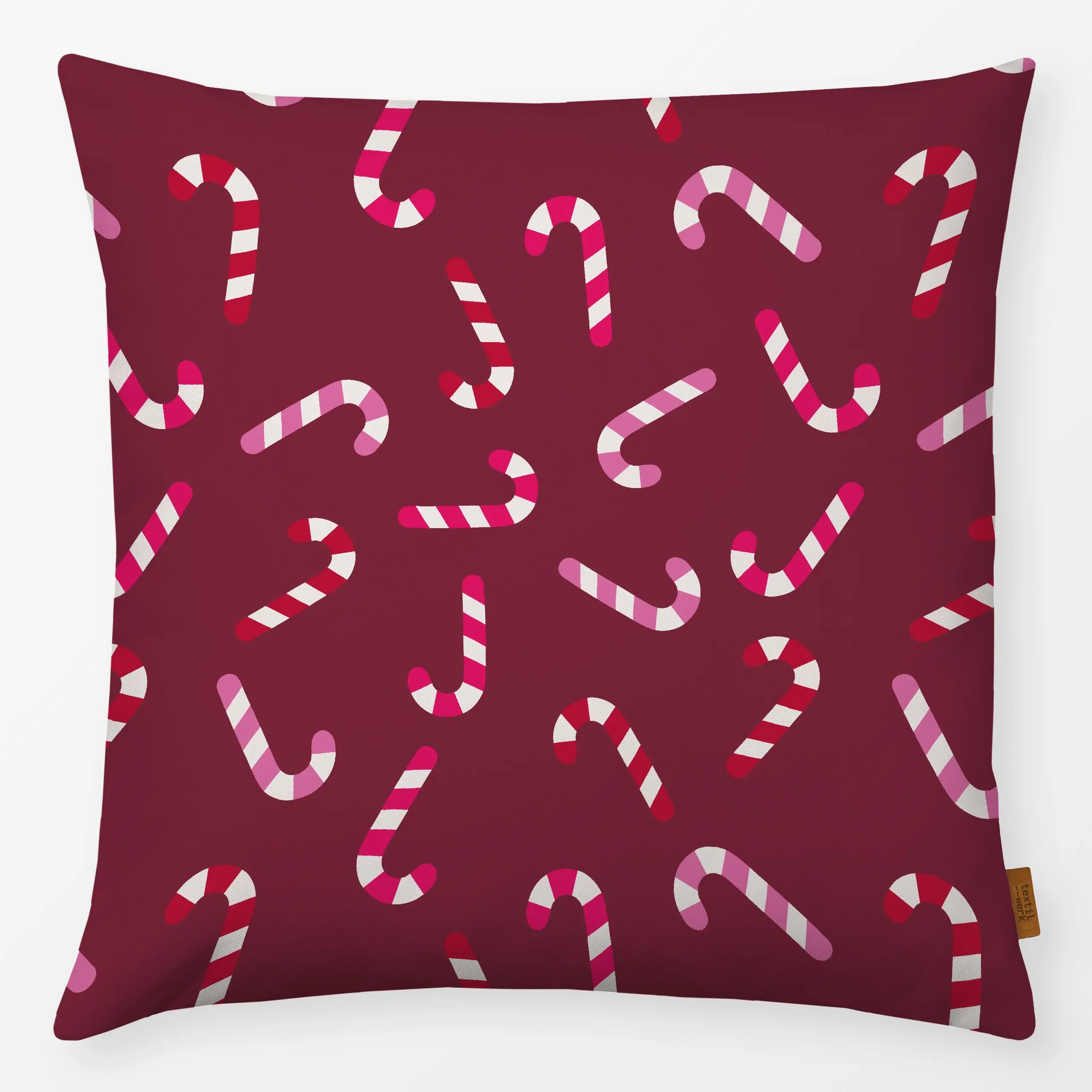 Kissen Zuckerstangen rot pink - Weihnachten, Winter, Küche, Essen & Trinken - von „Studio Kesse"