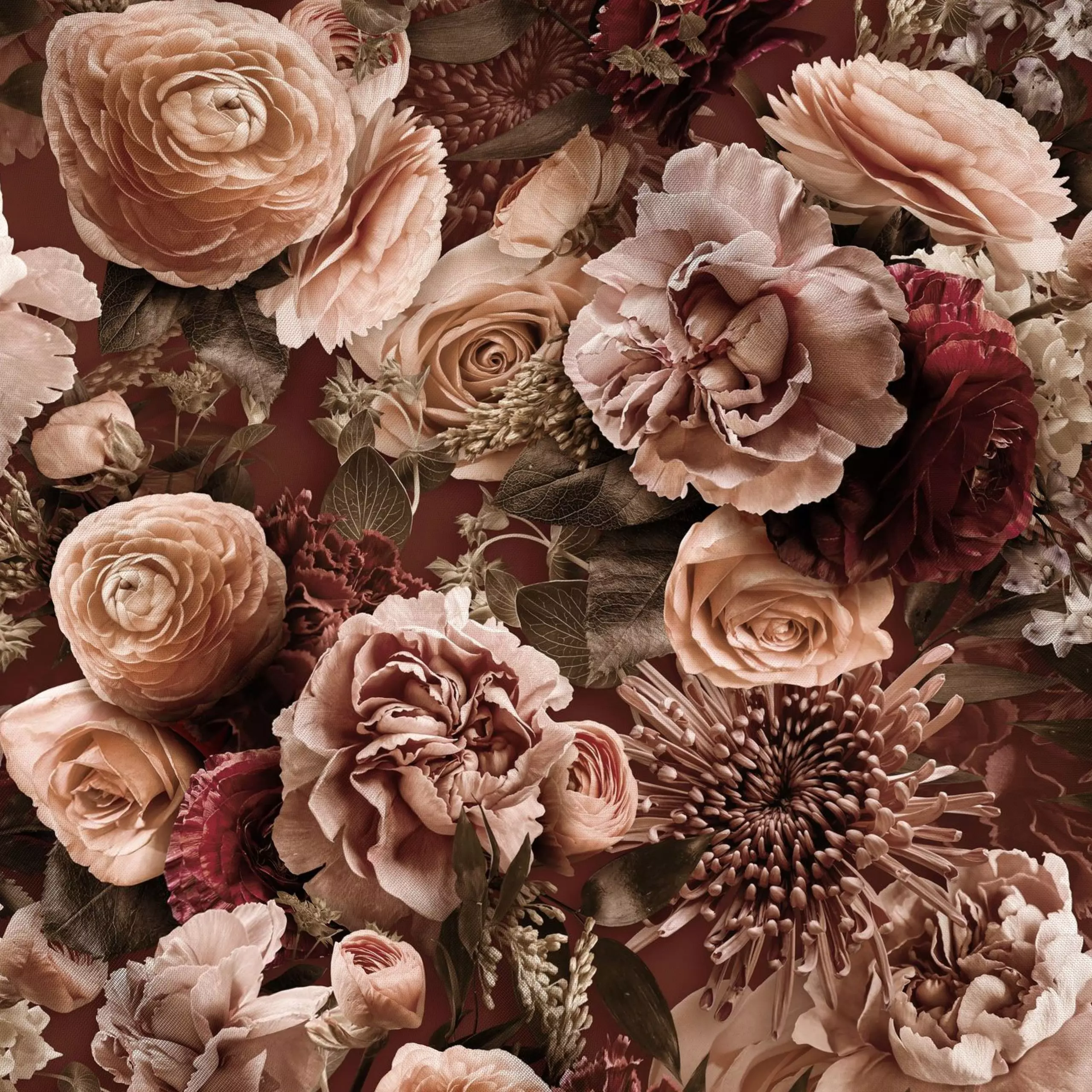 Meterware Velveteen Flowers - Blumen & Florales - von „Andrea Haase"; floral, botanik, Pastell, Blumenmuster, Barock, opulent