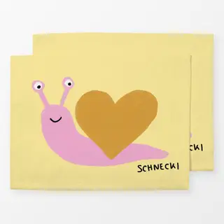 Tischset Schnecki auf Gelb