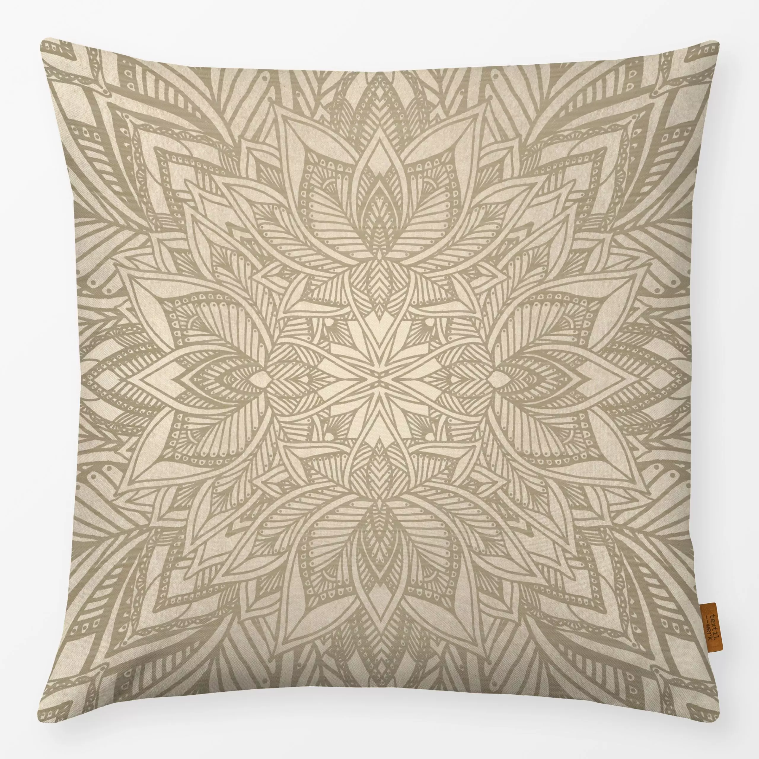 Kissen Golden Boho Mandala 1 - Symbole & Muster, Retro & Vintage - von „Bloomery Decor"; boho, Geometrisch, mandala, artdeco...