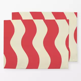 Tischset Wellen Beige Red
