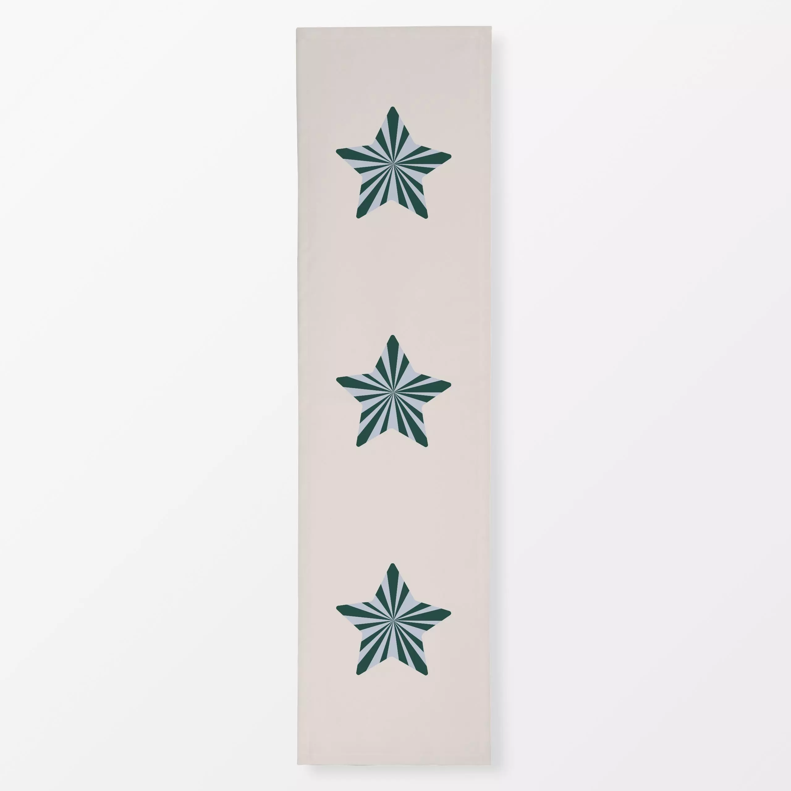 Tischläufer Stern Grün Blaugrau - Weihnachten, Winter, Symbole & Muster - von „textilwerk"; Illustration, skandinavisch, Wei...