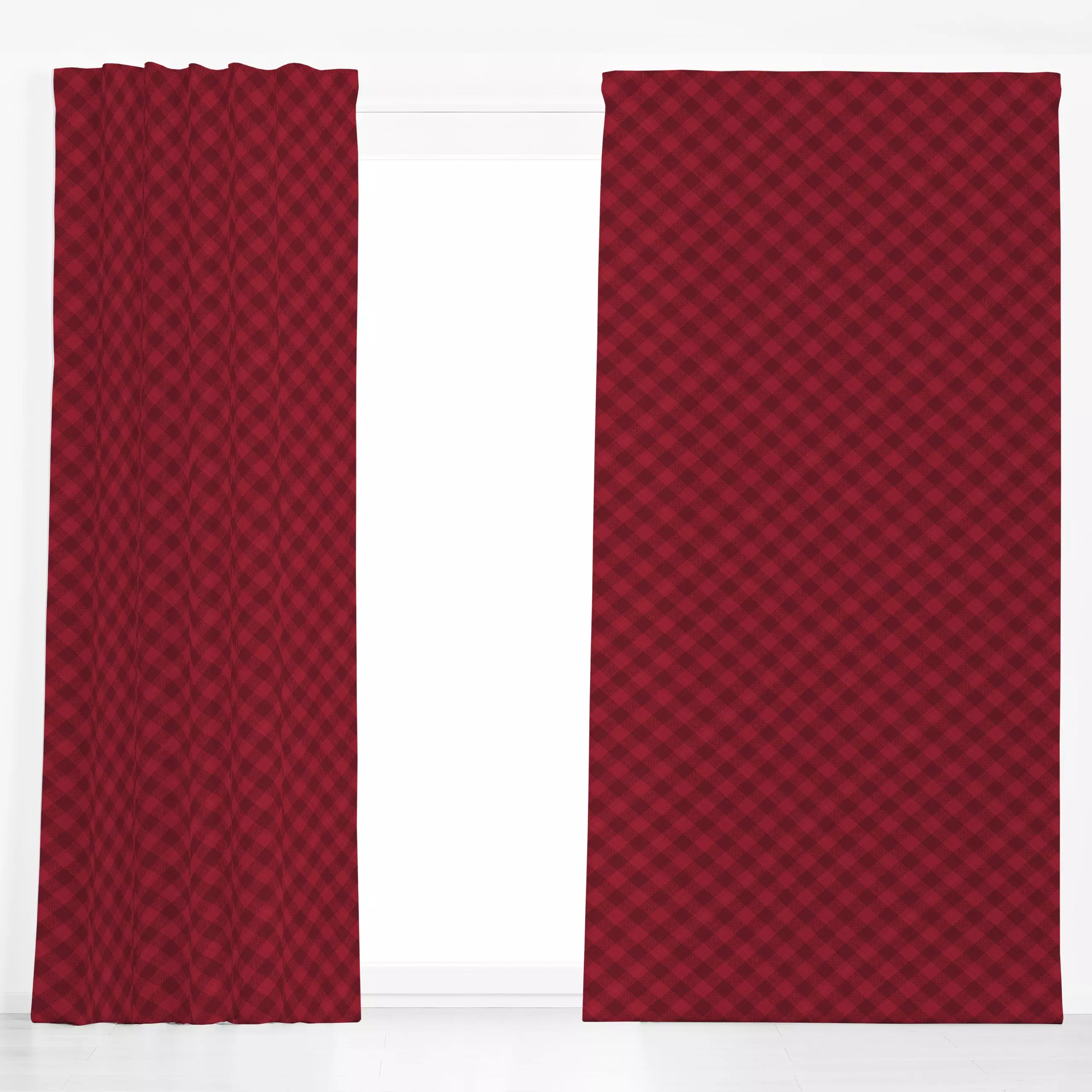 Dekovorhang Classic Plaid Carmin Red - Symbole & Muster - von „Andrea Haase"; Karo, rot, klassisch, kariert, diagonal, herbs...