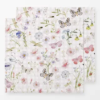 Servietten Rosa Blumenwiese Karo