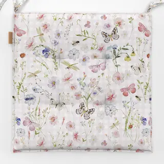 Sitzkissen Rosa Blumenwiese Karo