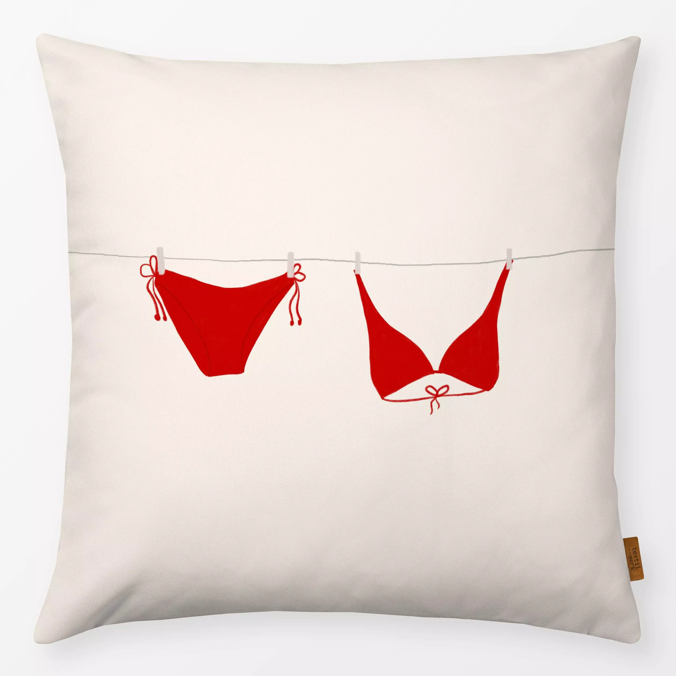 Kissen Sommer Bikini - Sommer, Reise - von „Sophie Augustin Illustration"; Strand, Sommer, Sommerlich, Badeanzug, bikini