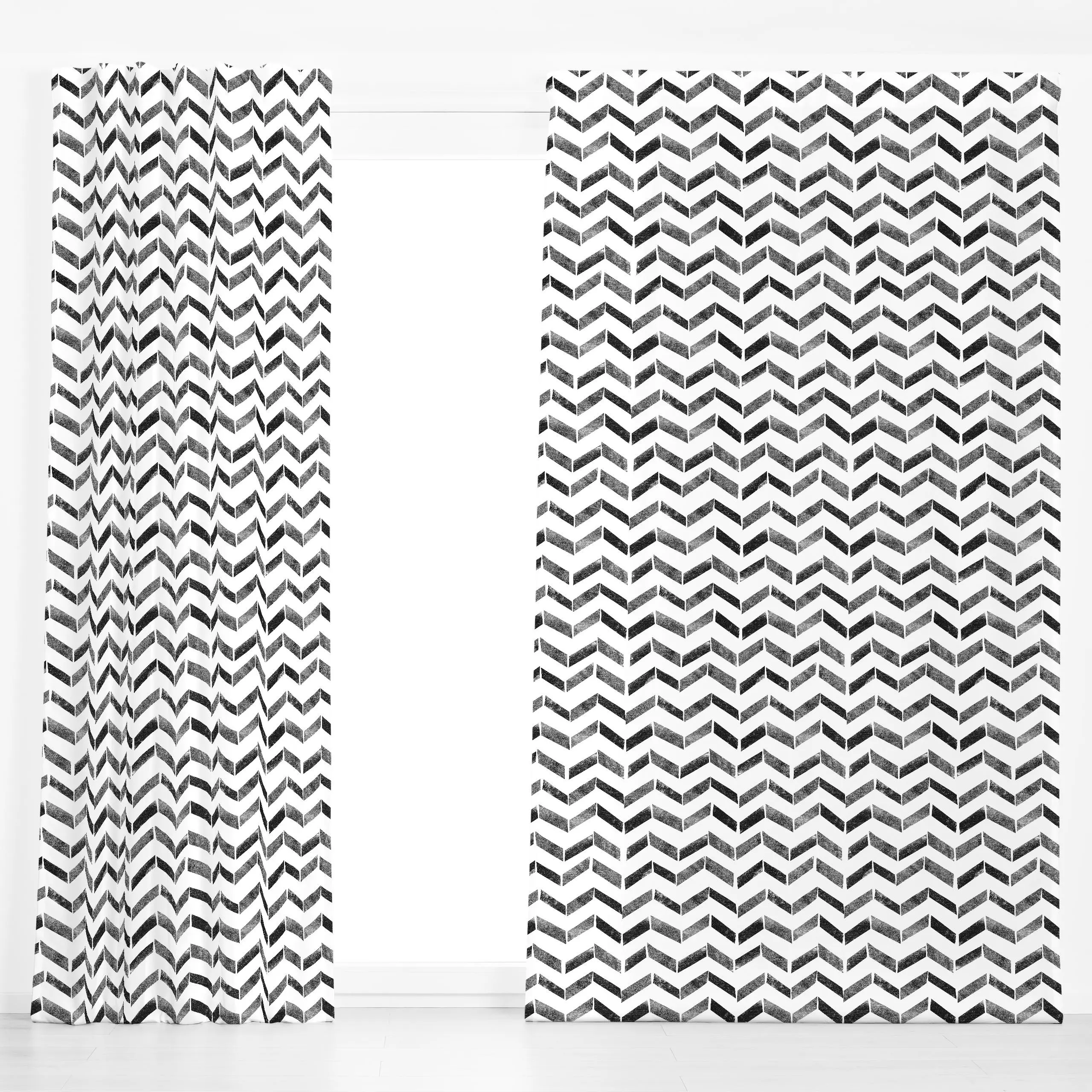 Dekovorhang Zigzag Lines Black&White - Symbole & Muster - von „Studio Kesse"; boho, minimal, Hygge, grafisch, Scandi, Nordic...