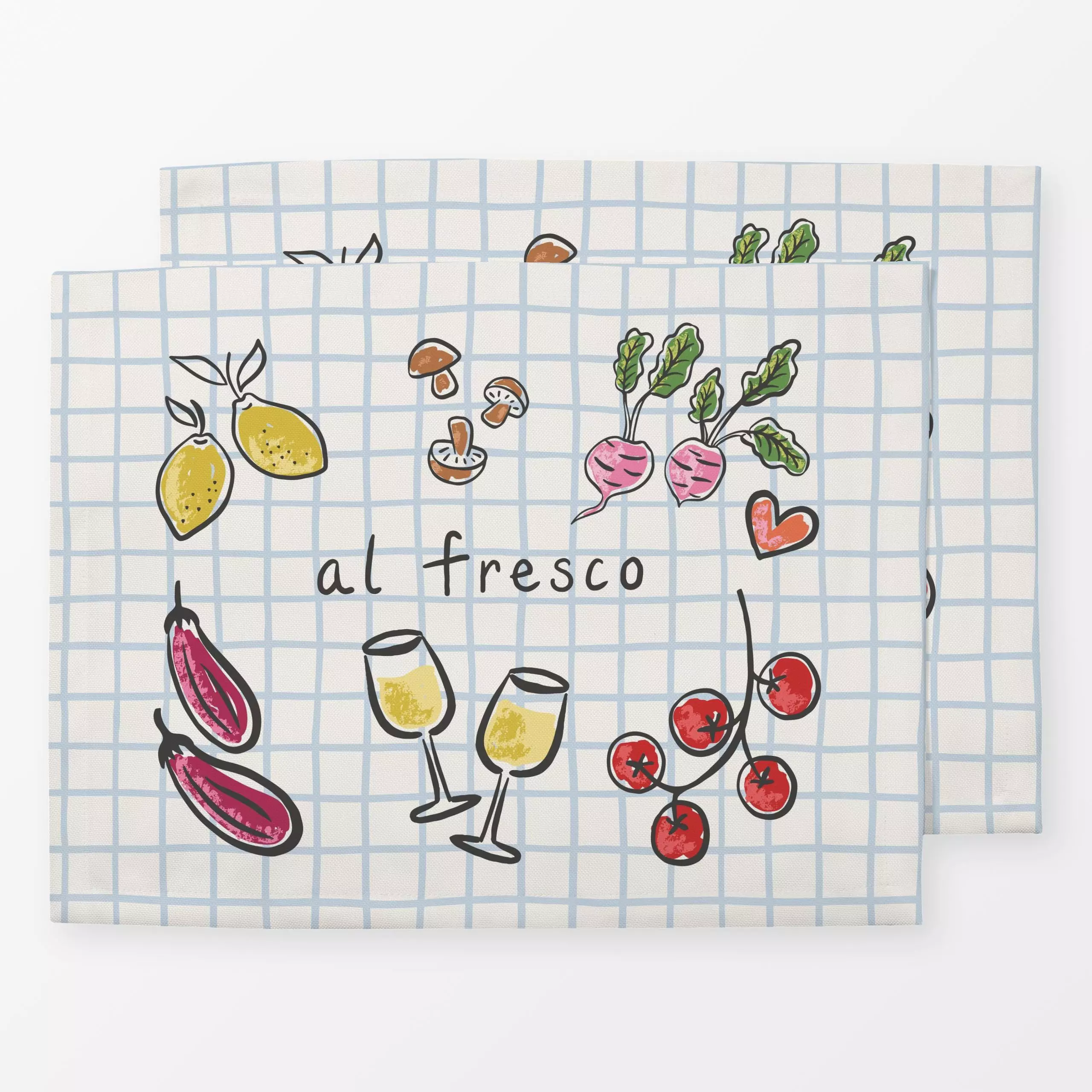 Tischset Al Fresco - Herbst, Sprüche & Schriftzüge, Küche, Essen & Trinken - von „Vivian Hasenclever"; Wein, mediterran, Her...