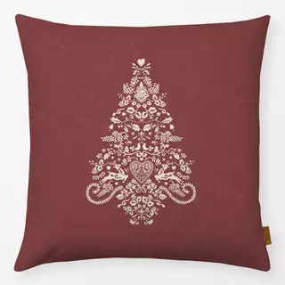 Kissen Folk Christmas Tree - Rot