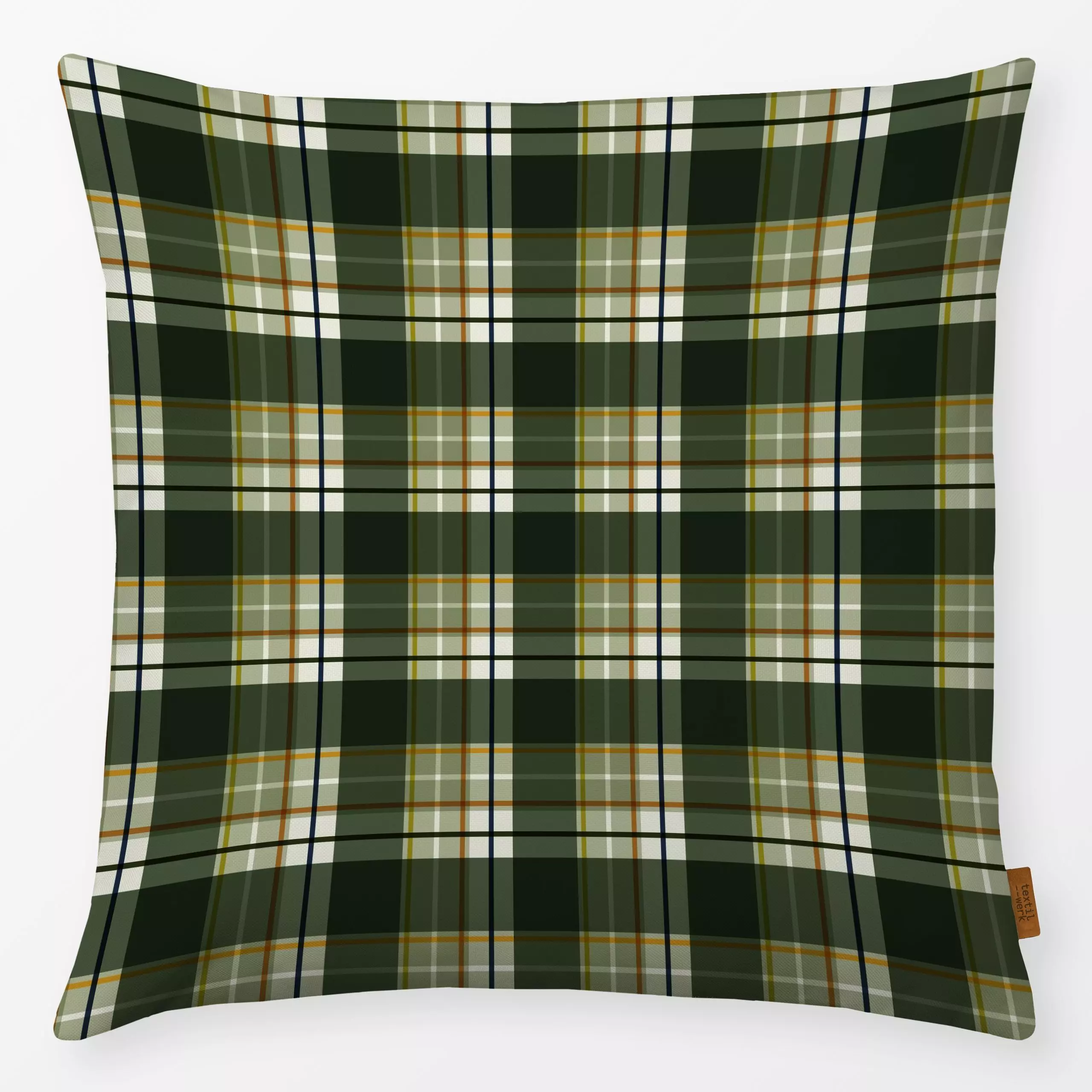 Kissen Karo grün - Herbst, Symbole & Muster - von „Julia Schumacher"; Wald, Karo, Karos, kariert, juliaschumacher, Tartan, P...
