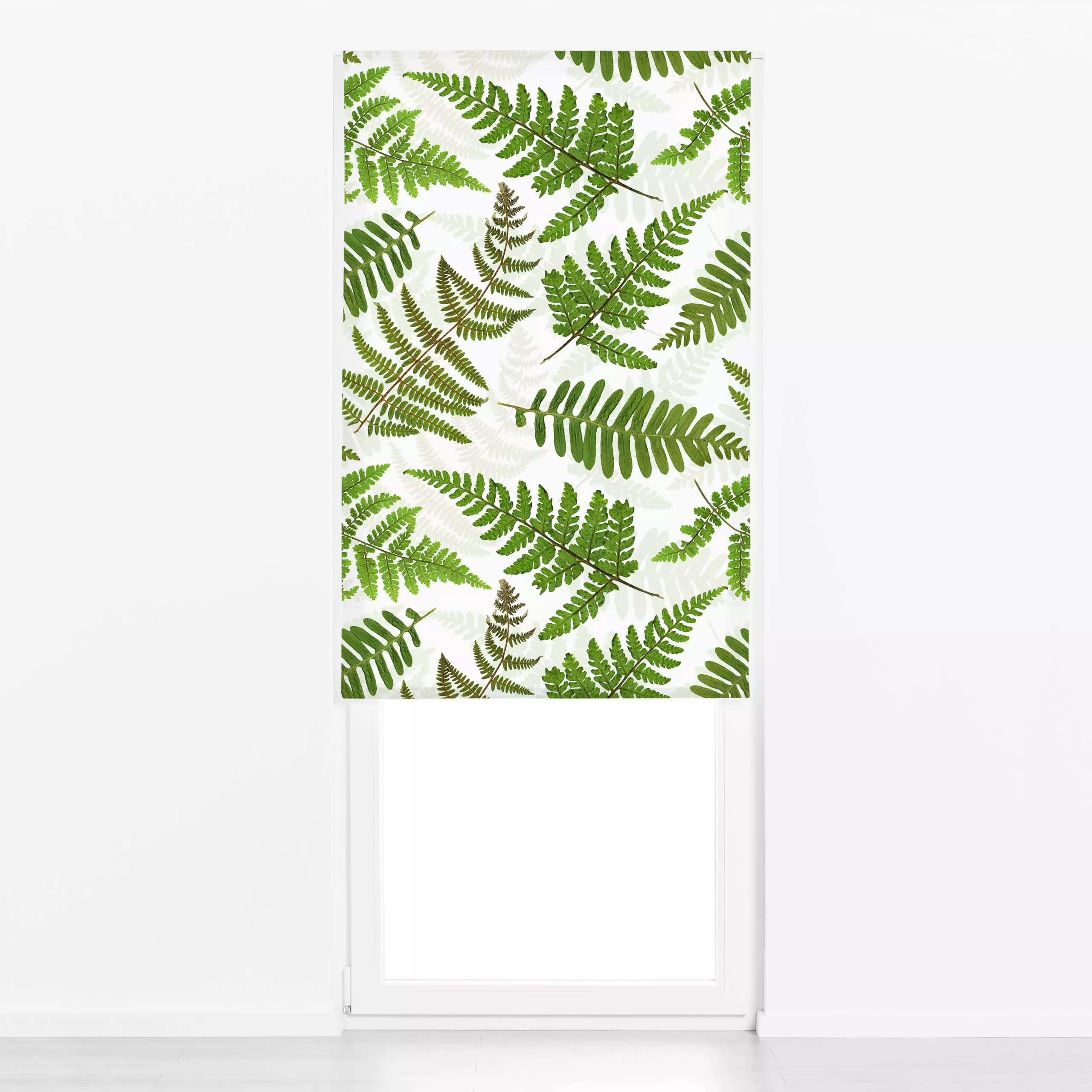 Raffrollo Farnblätter Wald - Blumen & Florales, Sommer - von „Uta Naumann"; Muster, Blatt, Trockenblumen, skandinavisch, Blä...