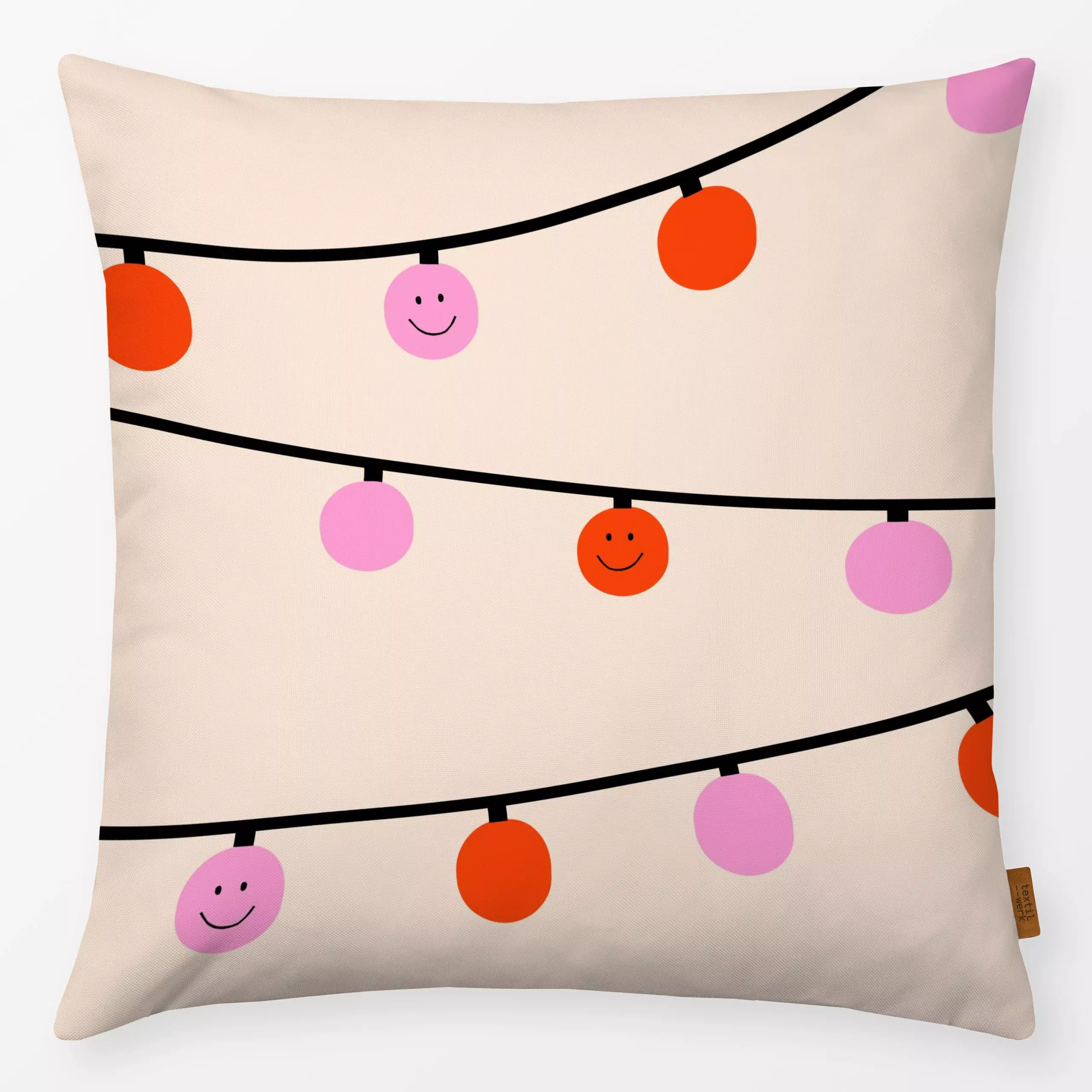 Kissen Lichterkette Smile - Weihnachten, Winter - von „Maren Gross "; trend, Weihnachtsdeko, lichter, geschenkidee, happypla...