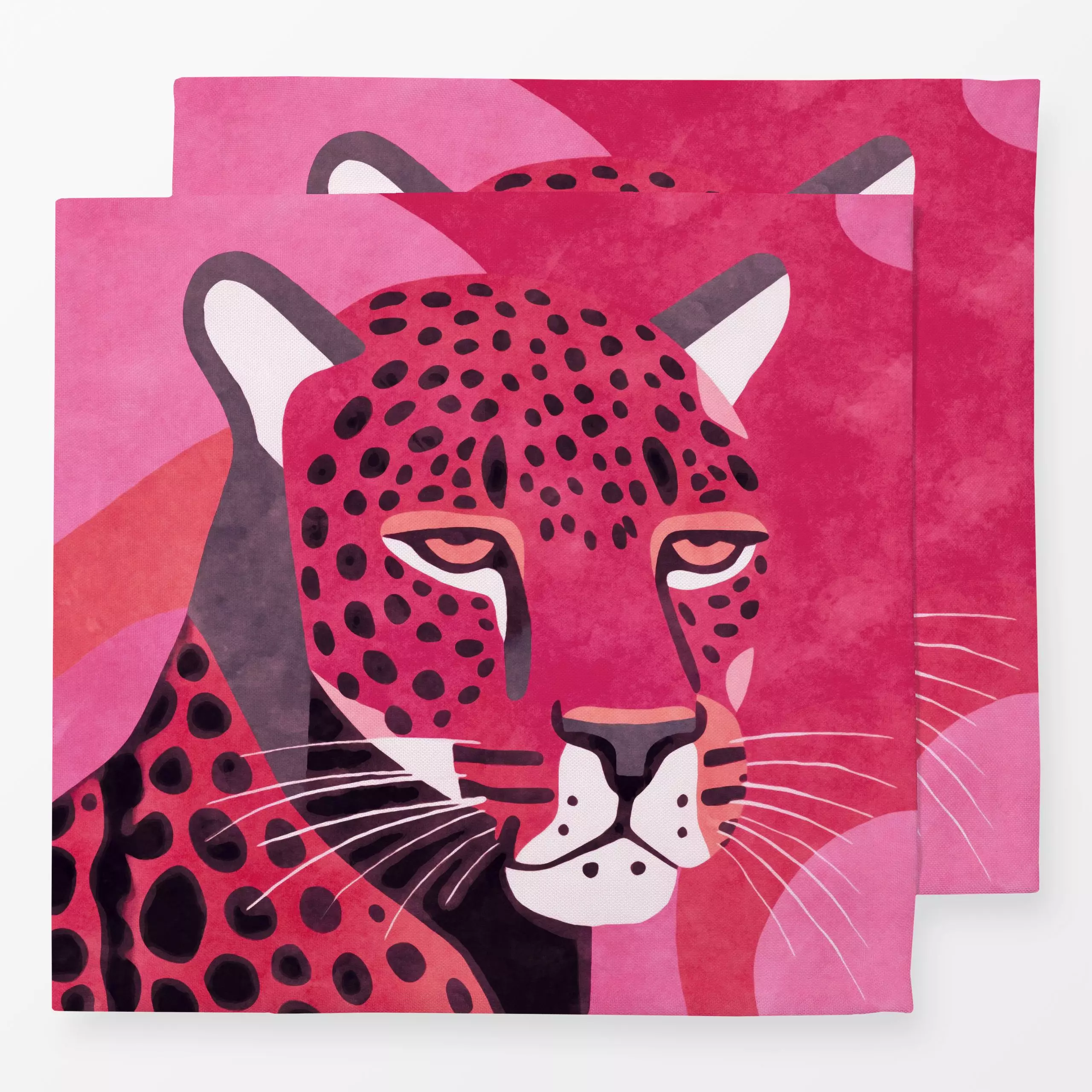 Servietten Pink Leopard - Tiere - von „Andrea Haase"; Aquarell, Wildtiere, tropisch, exotisch, Leopard, wildlife, wild, Raub...