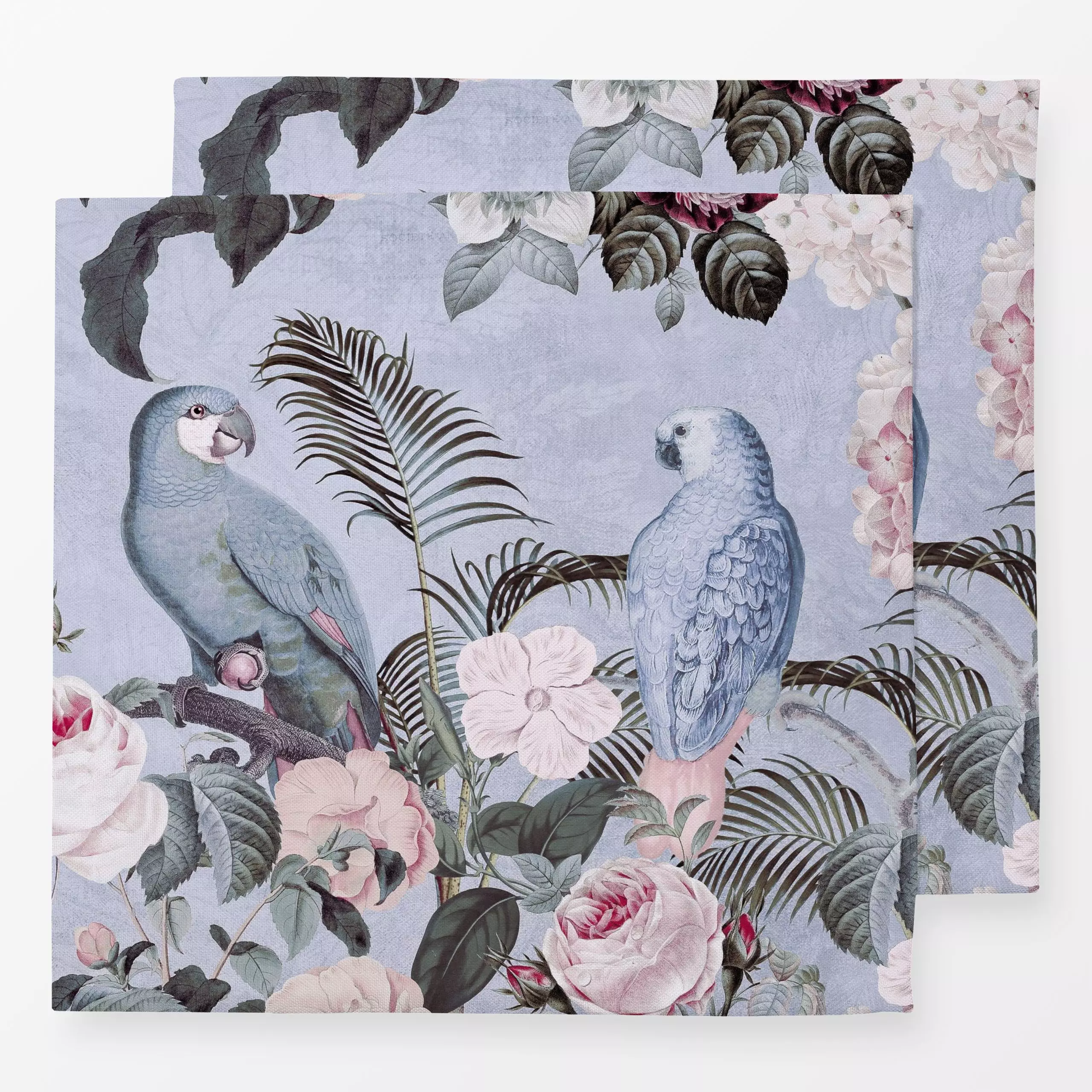 Servietten Jungle Rendezvous II - Blumen & Florales, Tiere - von „Andrea Haase"; Natur, Blumen, Palmen, Papagei, tropisch, e...