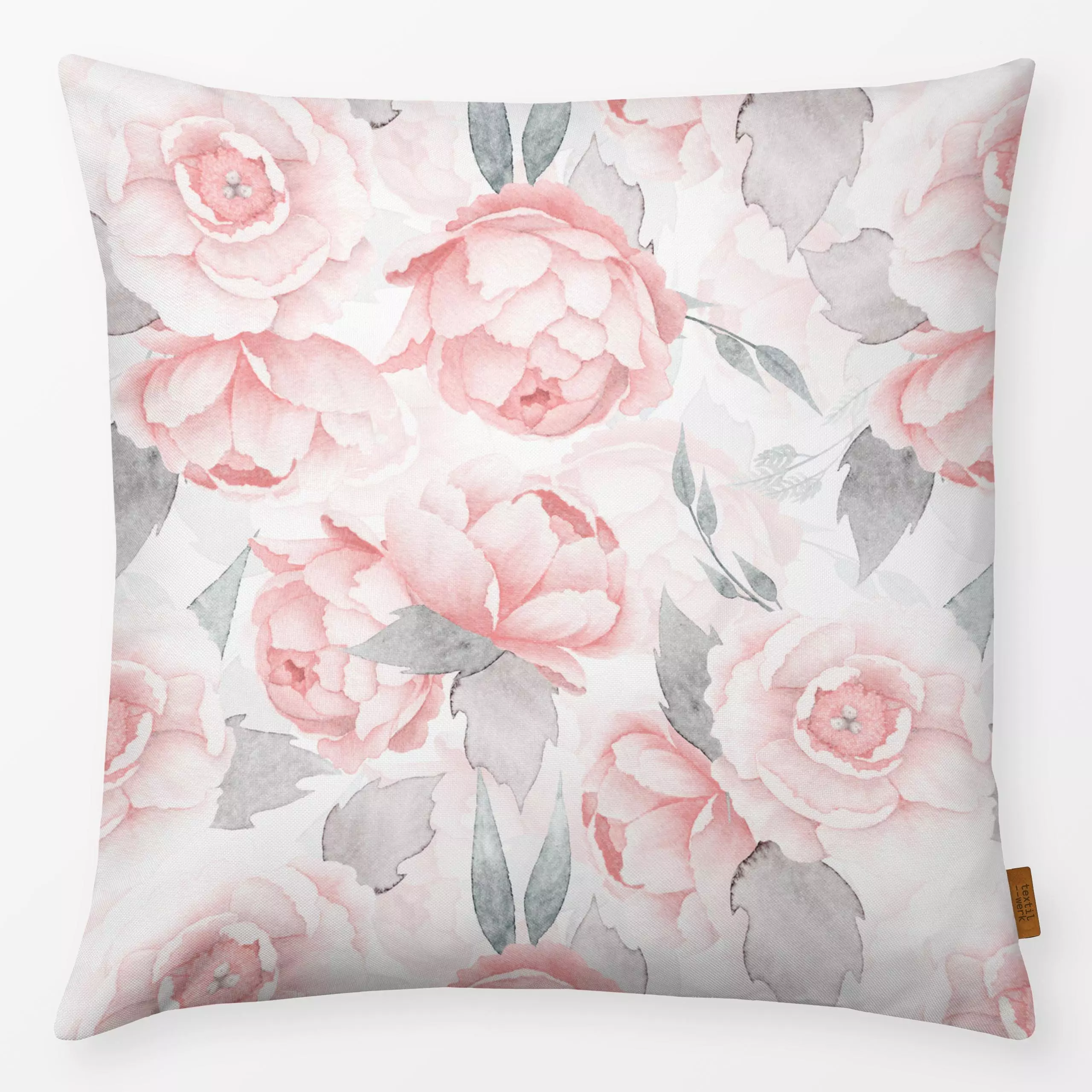 Kissen Pastel Pfingstrosen Wiese - Blumen & Florales, Sommer - von „Uta Naumann"; boho, Muster, Wasserfarben, skandinavisch,...