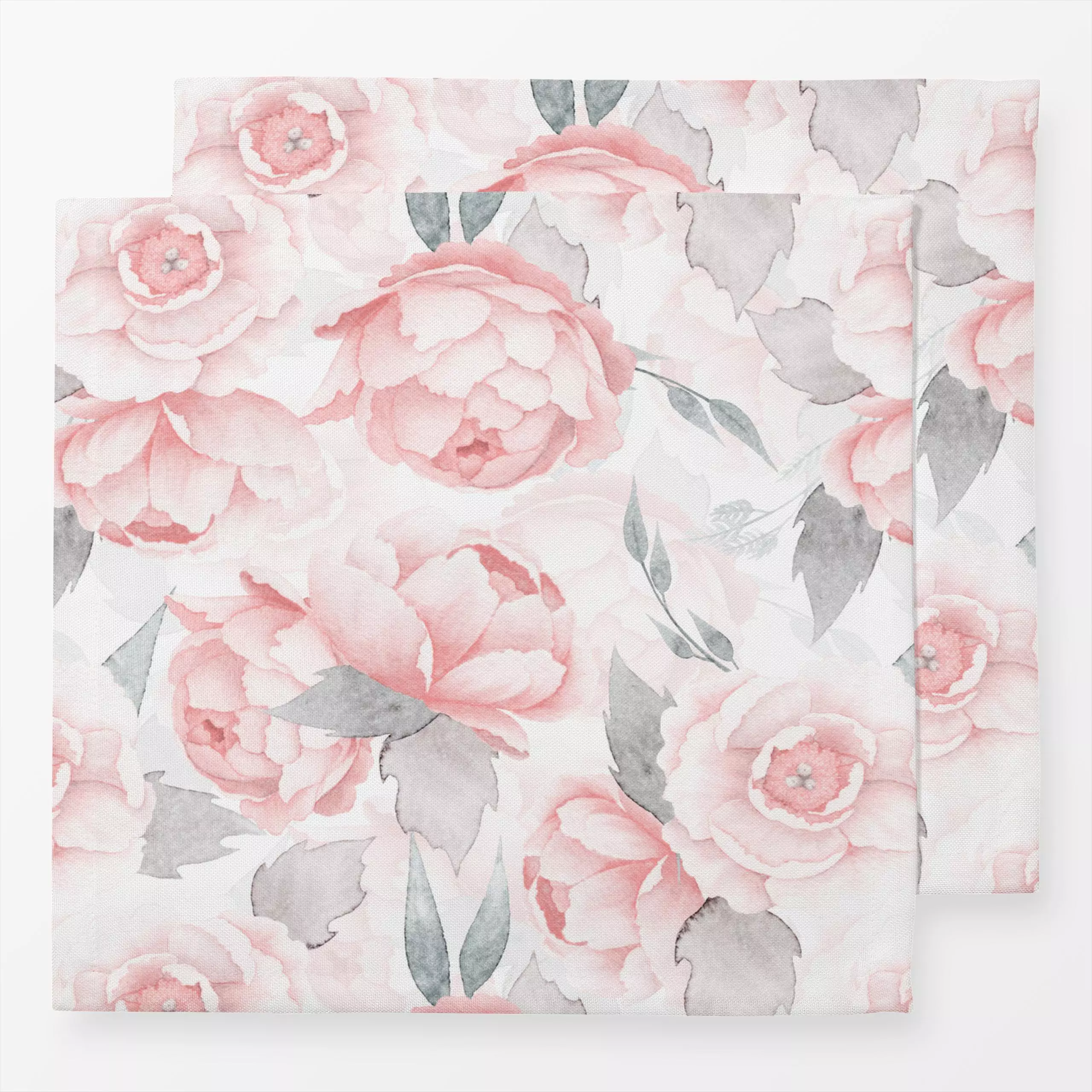 Servietten Pastel Pfingstrosen Wiese - Blumen & Florales, Sommer - von „Uta Naumann"; boho, Muster, Wasserfarben, skandinavi...