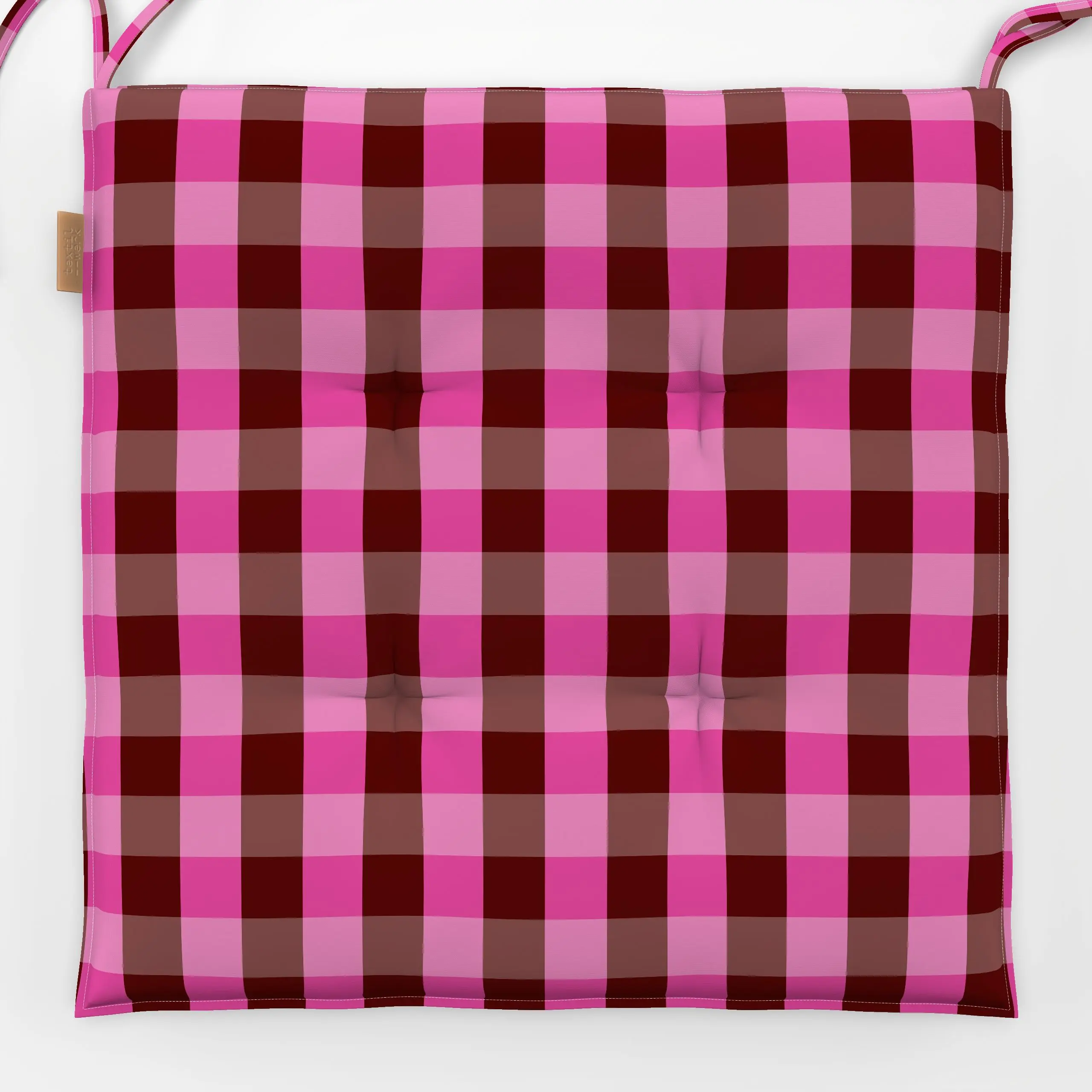 Sitzkissen Bordeaux Pink Gingham - Herbst, Symbole & Muster - von „Carolin Vonhoff"; trend, Herbst, kariert, gingham, bordea...