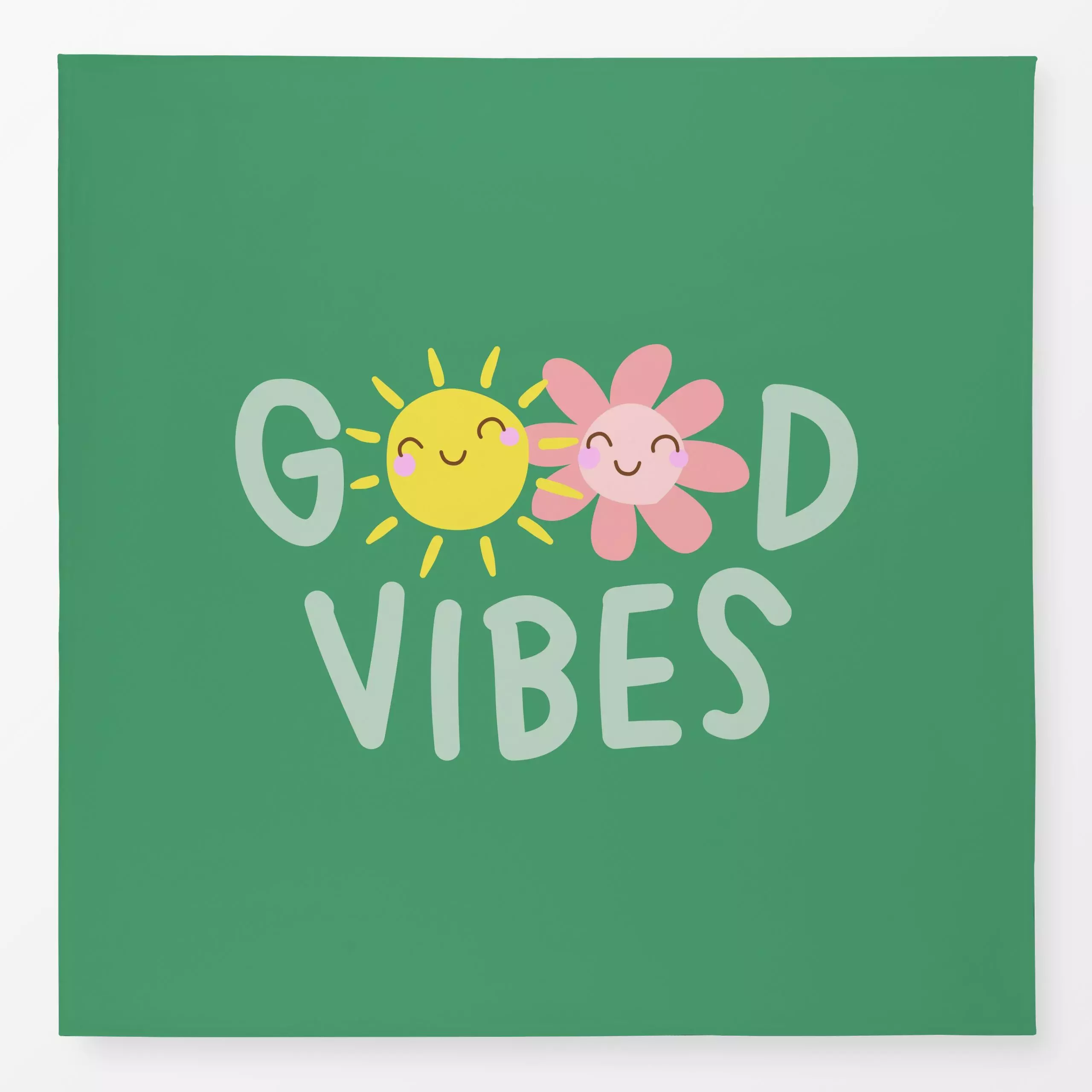 Tischdecke Good vibes - grün, Blumen, Spruch, Sommer, von Heyduda