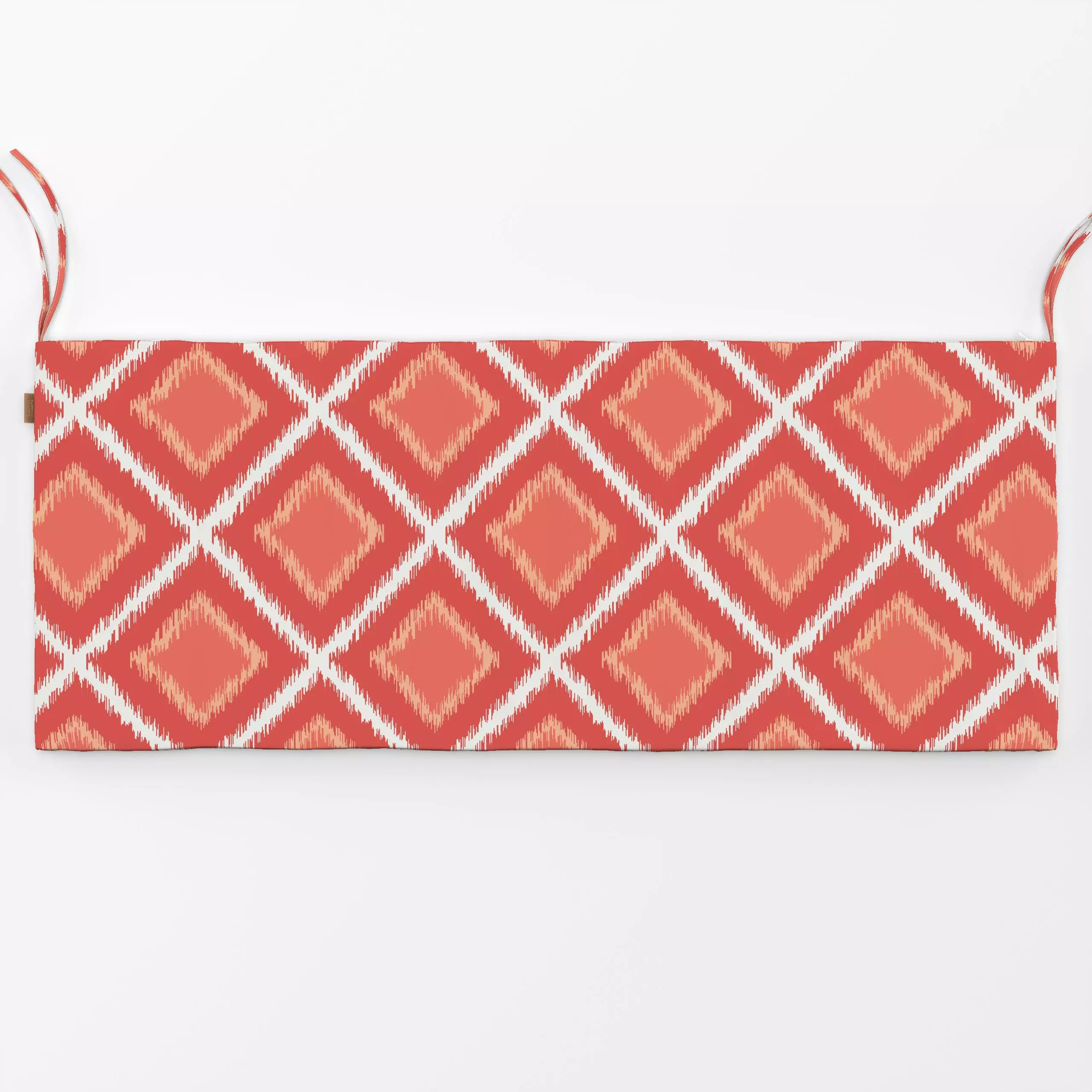 Bankauflage Ikat Raute coral - Symbole & Muster - von „Katrin Graff"; boho, Muster, Sommer, Urlaub, Mittelmeer, ikat, peach,...