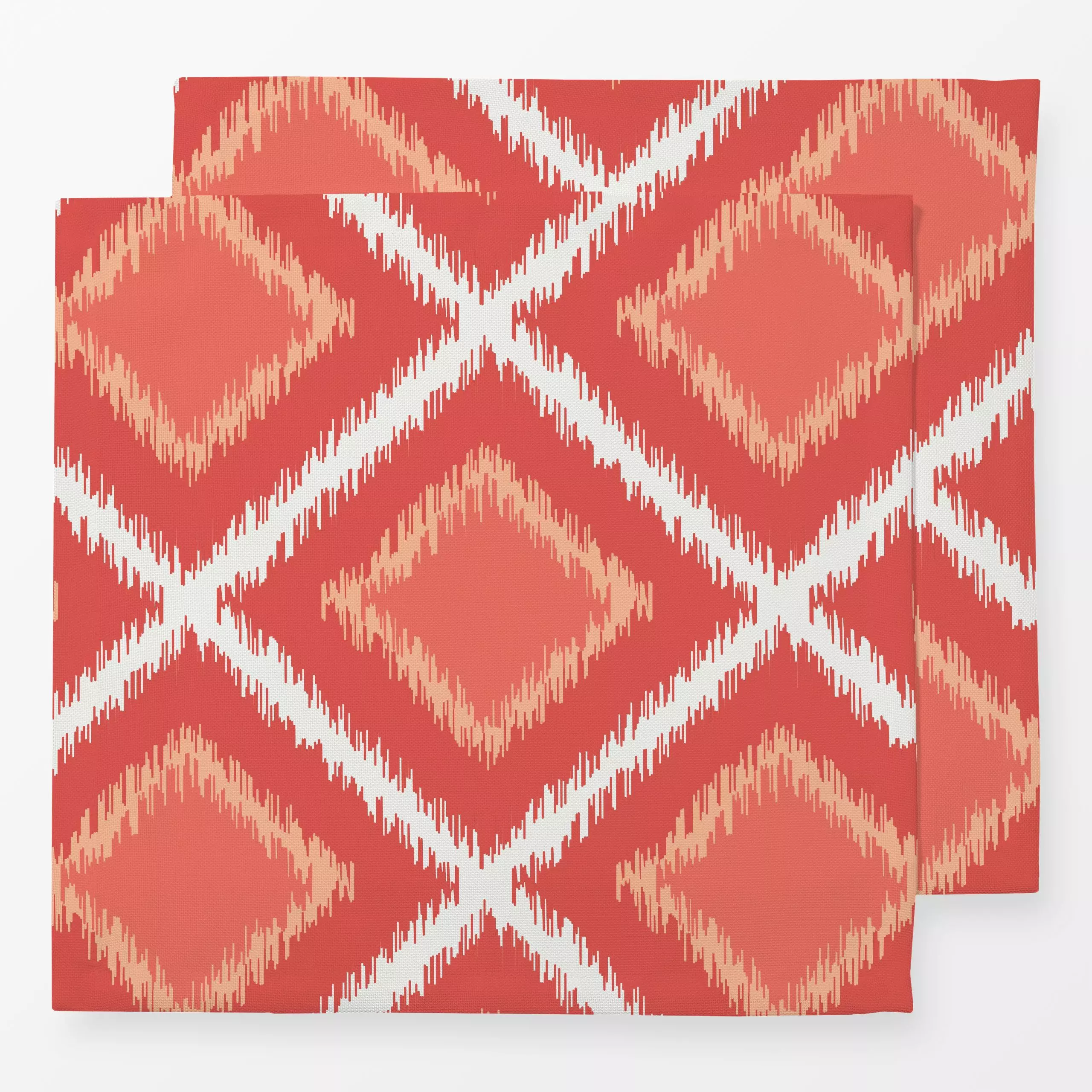 Servietten Ikat Raute coral - Symbole & Muster - von „Katrin Graff"; boho, Muster, Sommer, Urlaub, Mittelmeer, ikat, peach, ...